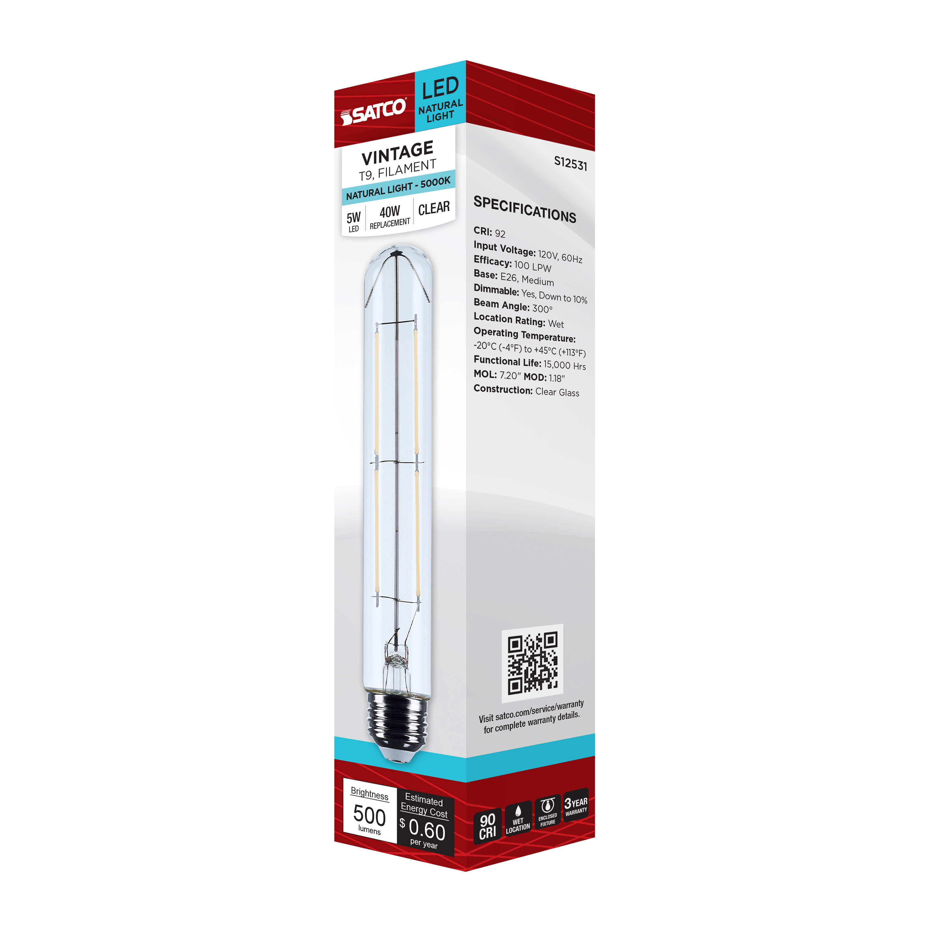 5T9/LED/CL/950/120V/E26 - S12531