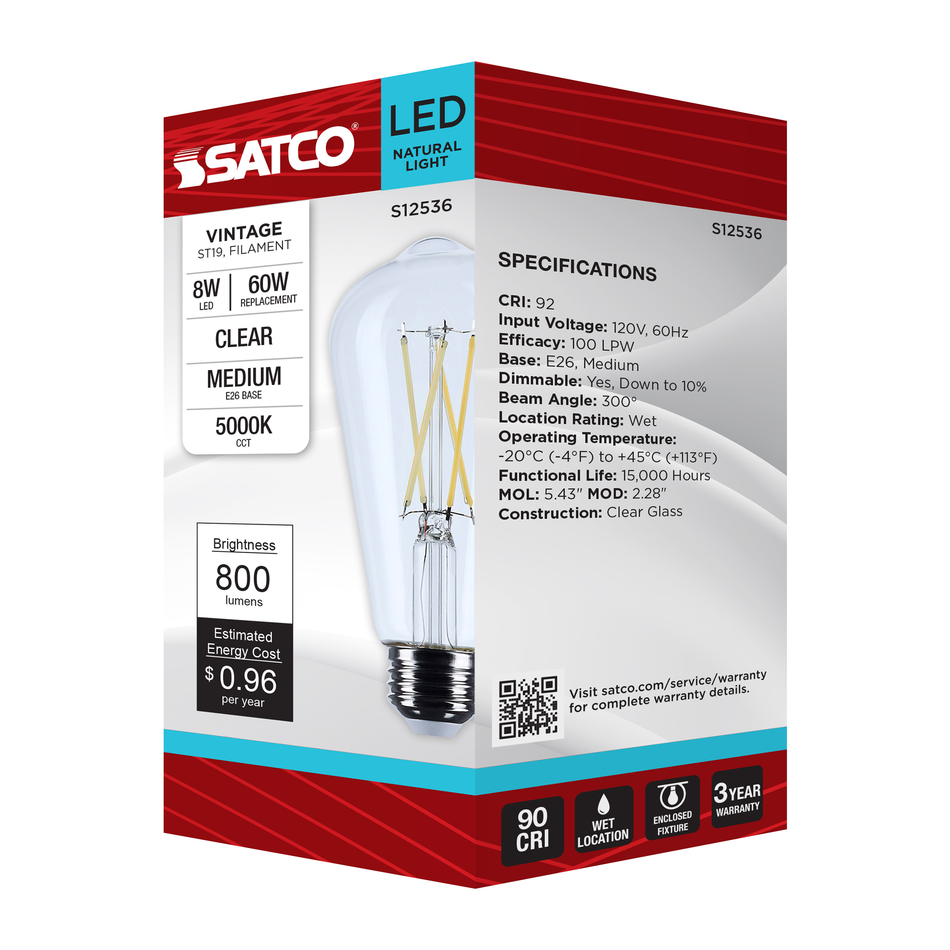 8ST19/CL/LED/950/E26 - S12536