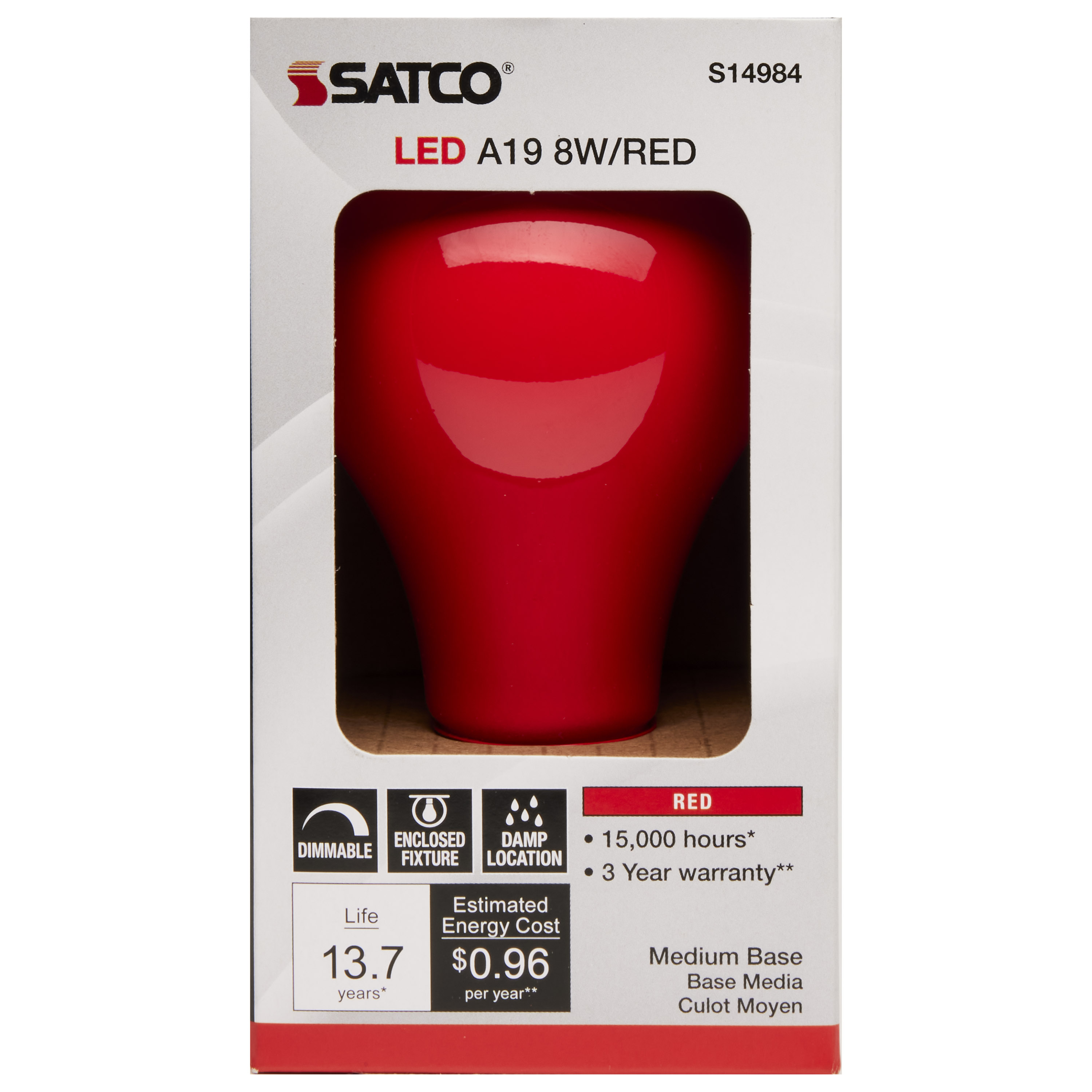 8A19/RED/LED/E26/120V - S14984