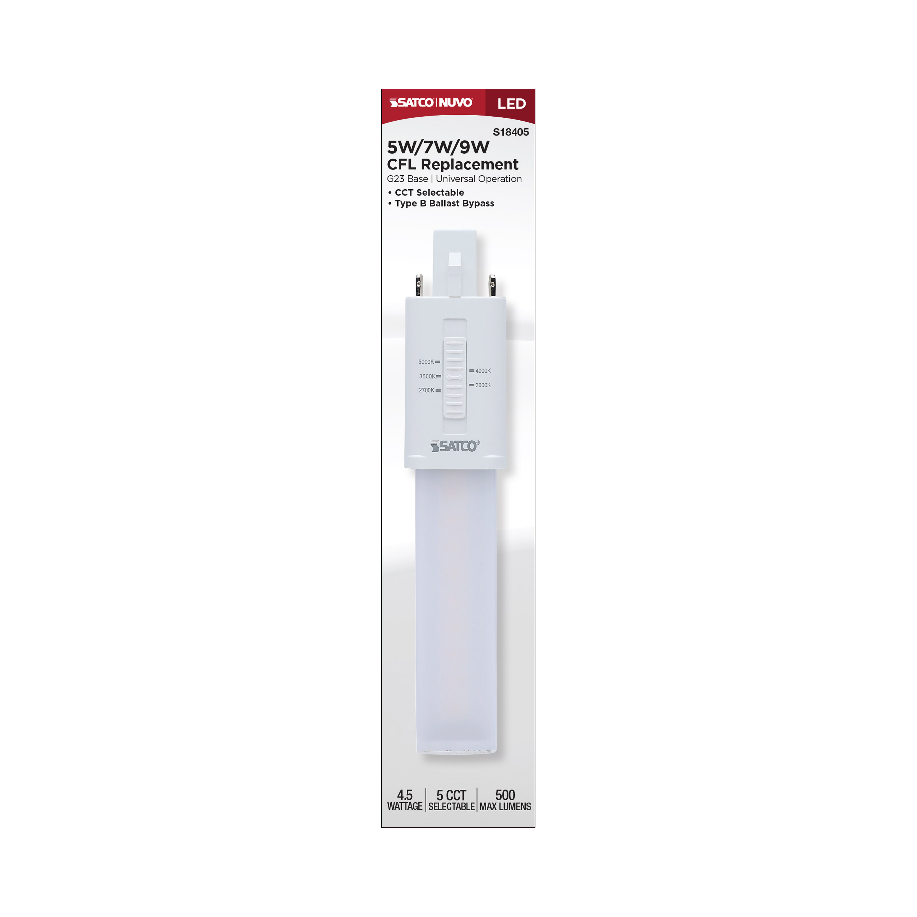 4.5W/LED/CFL/5CCT/G23/BP - S18405