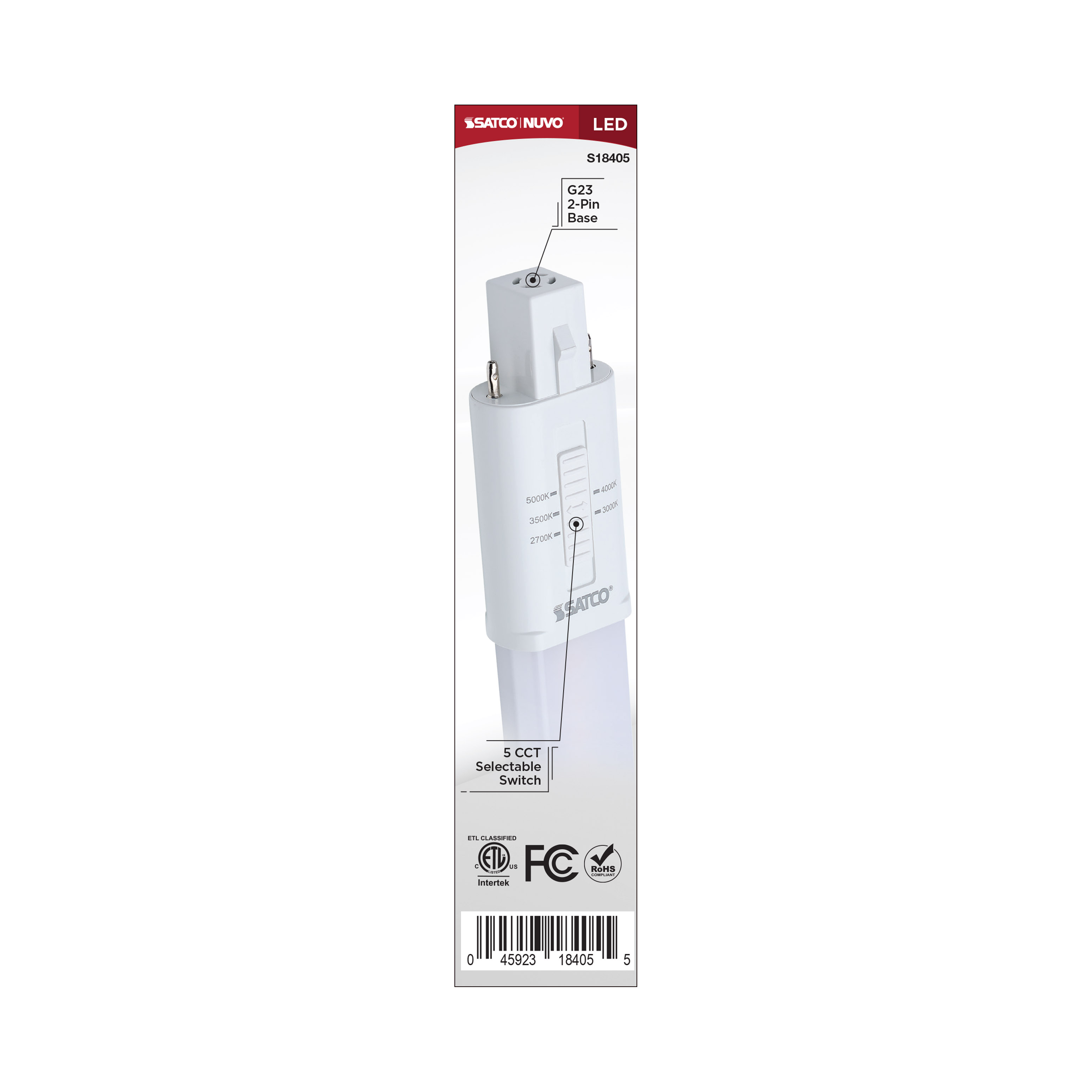 4.5W/LED/CFL/5CCT/G23/BP - S18405