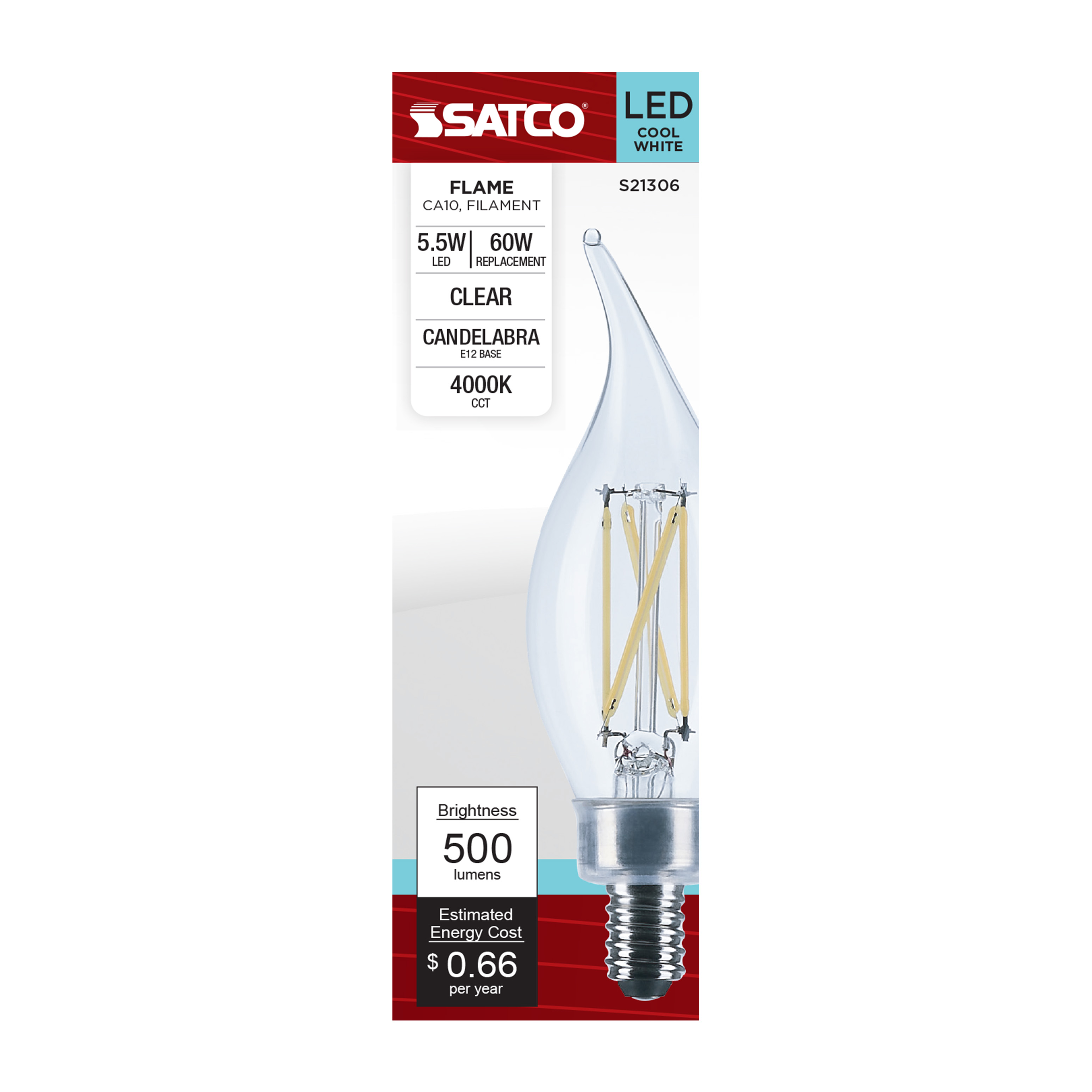 5.5CA10/LED/940/CL/120V/E12 - S21306