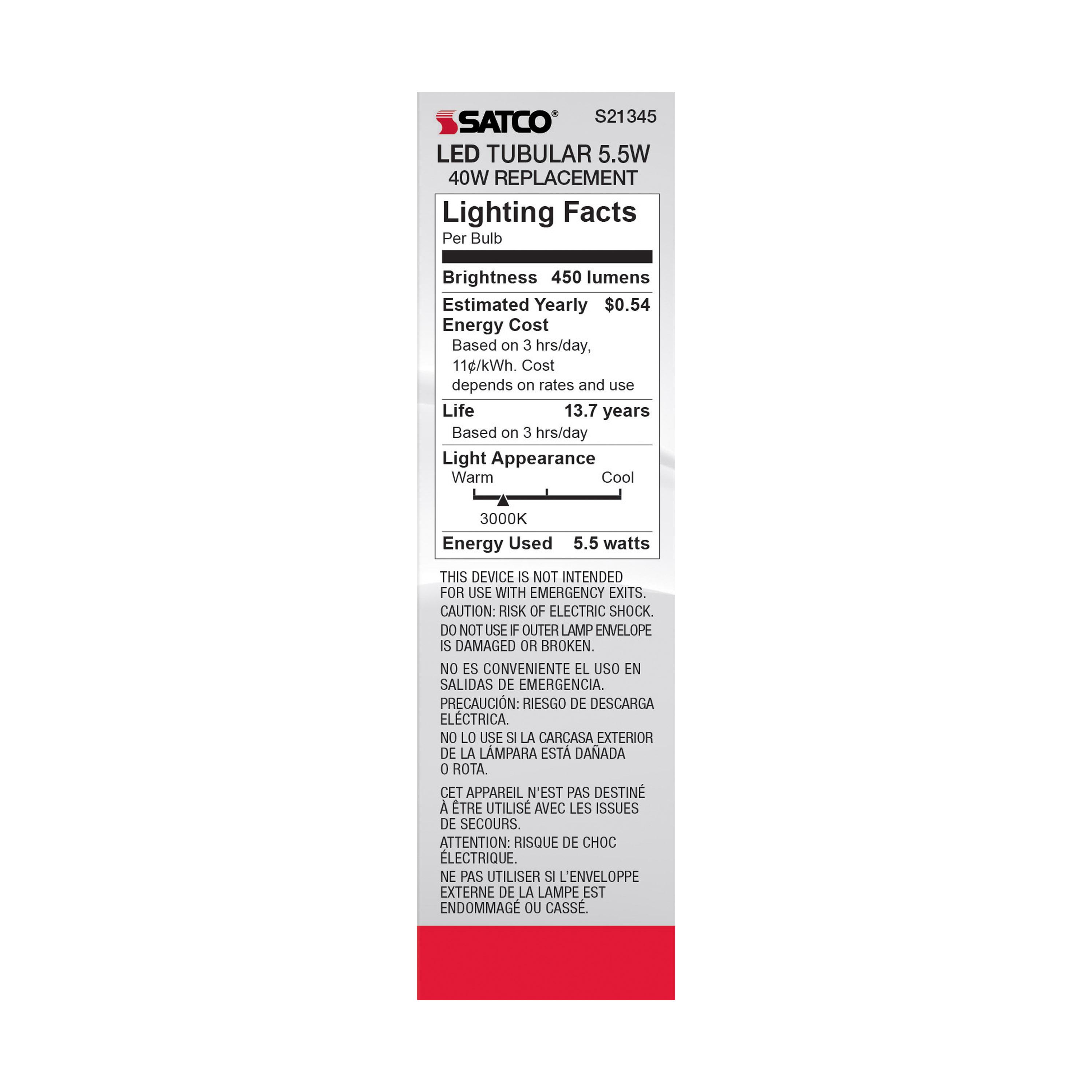 5.5T10/LED/CL/930/120V/E26 - S21345