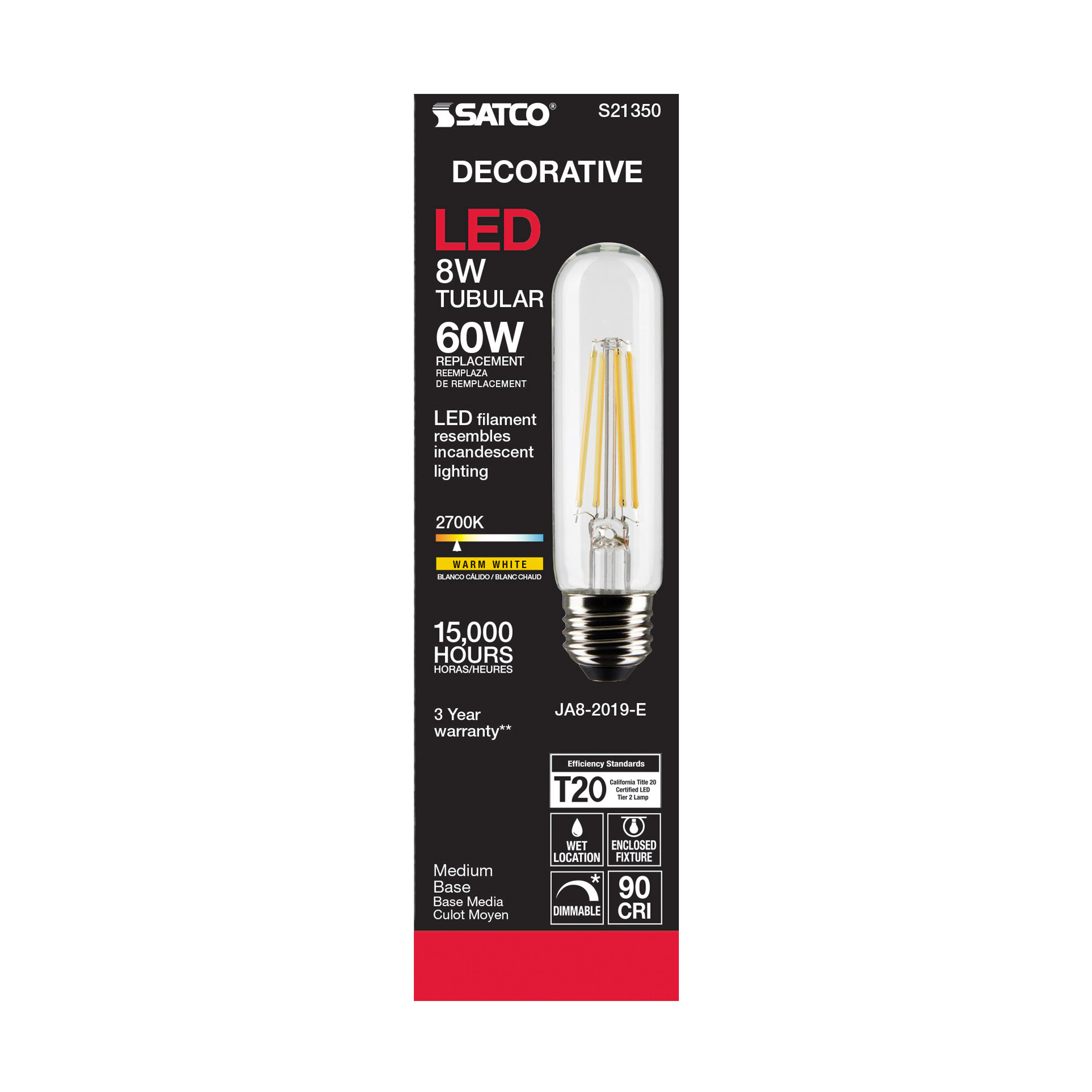 8T10/LED/CL/927/120V/E26 - S21350