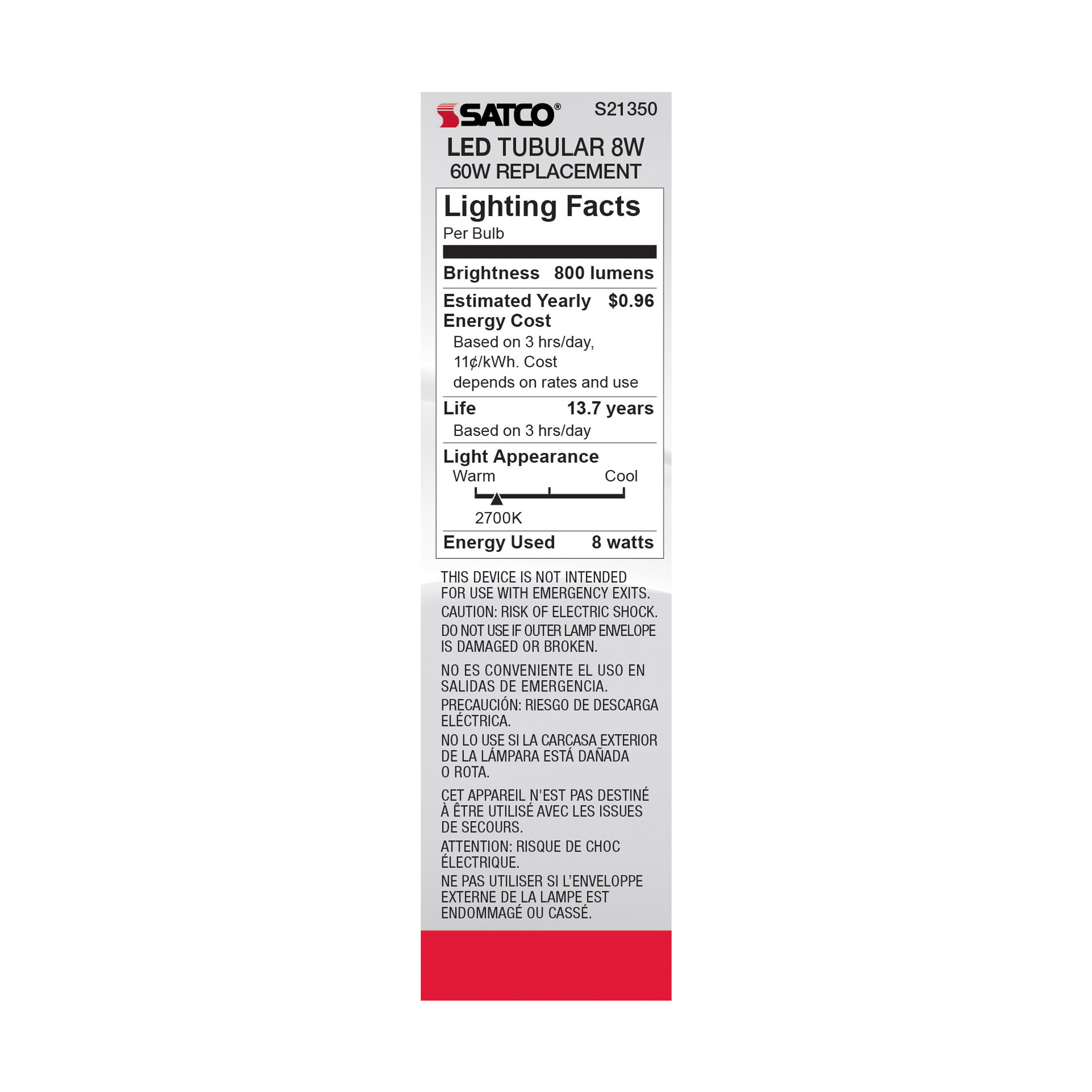 8T10/LED/CL/927/120V/E26 - S21350