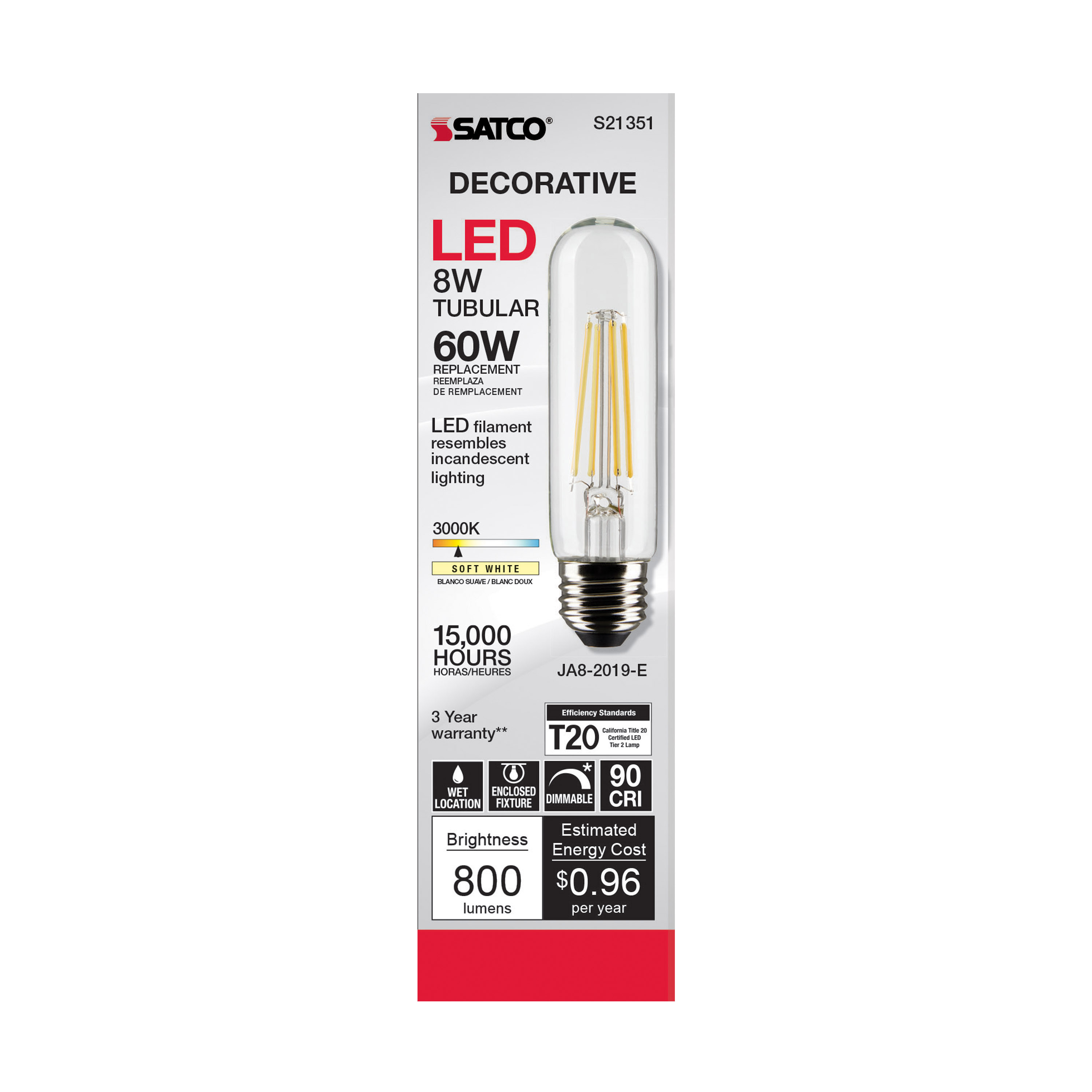 8T10/LED/CL/930/120V/E26 - S21351