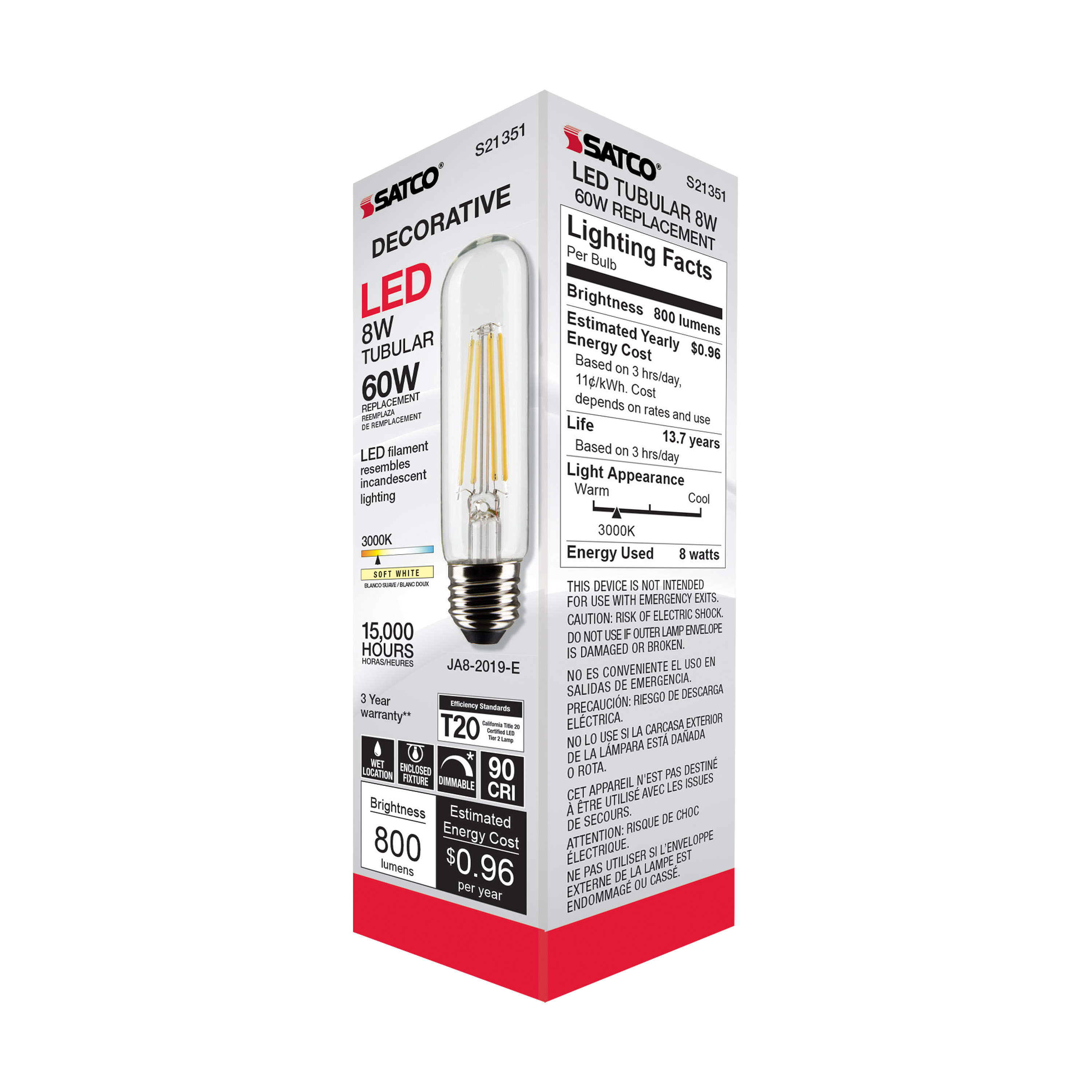 8T10/LED/CL/930/120V/E26 - S21351