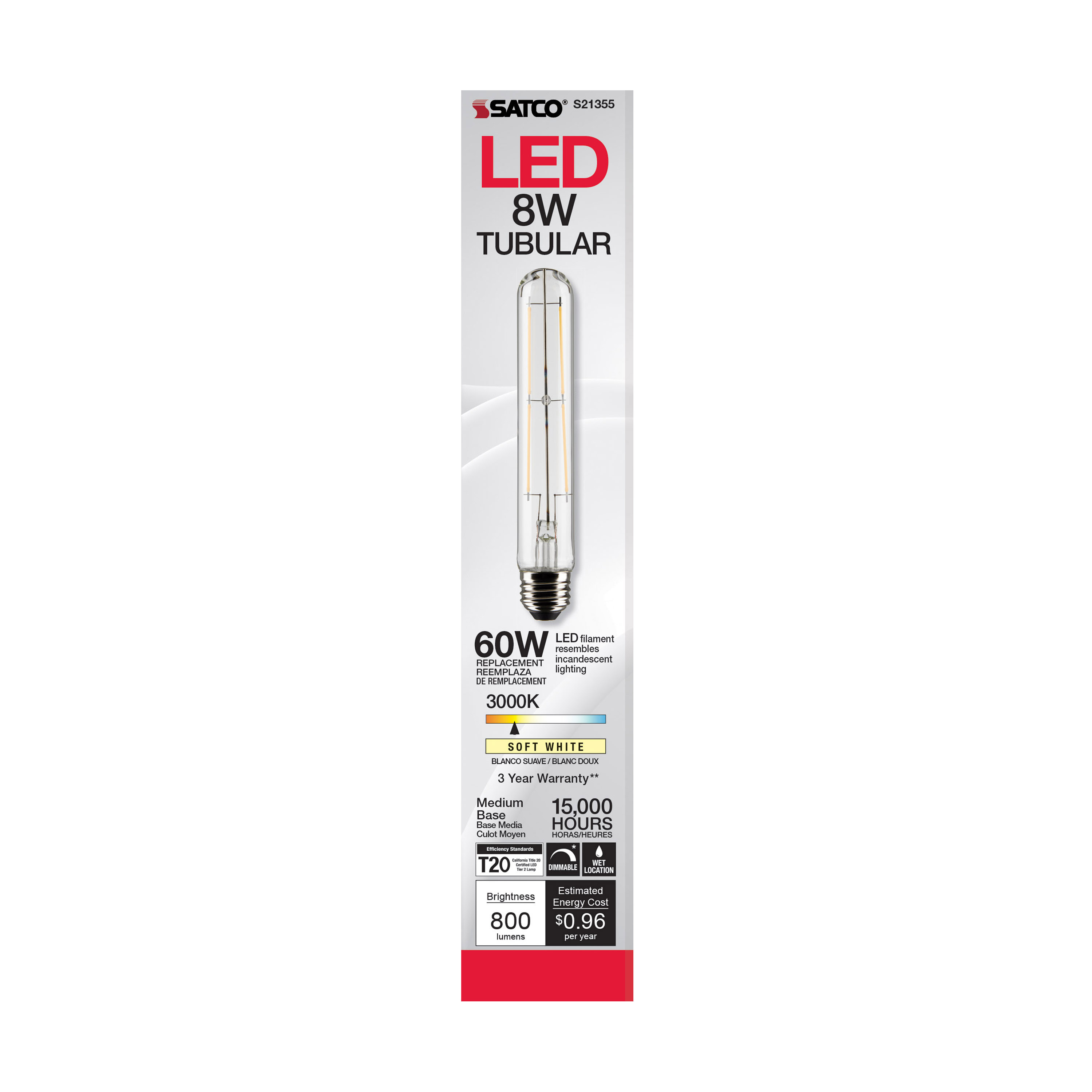 8T9/LED/CL/930/120V/E26 - S21355