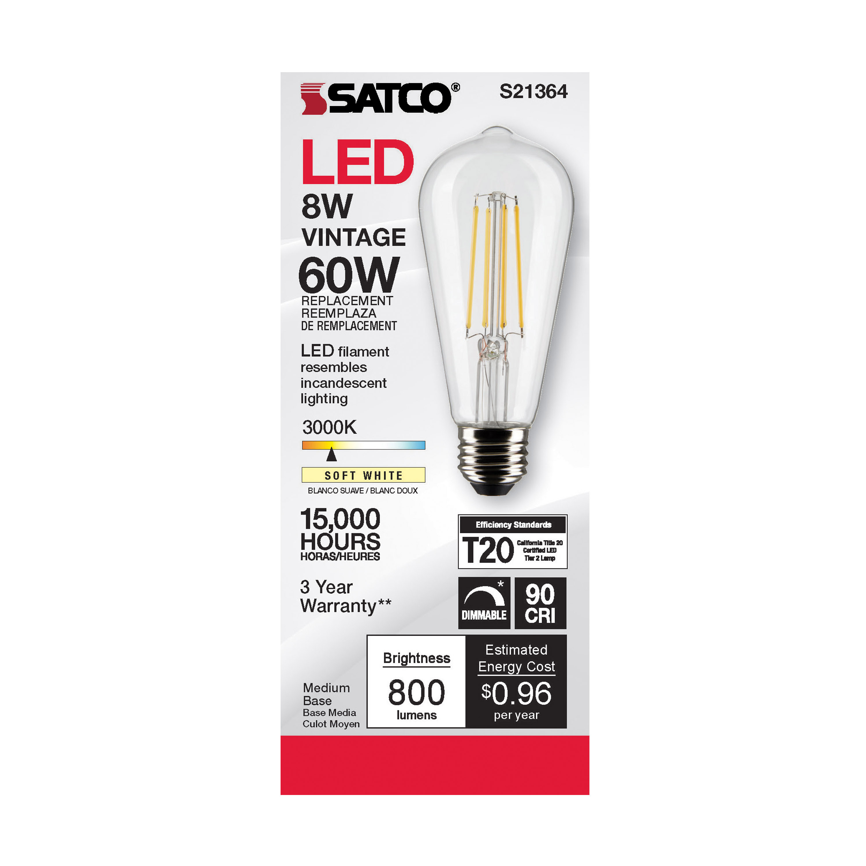 8ST19/CL/LED/930/E26 - S21364