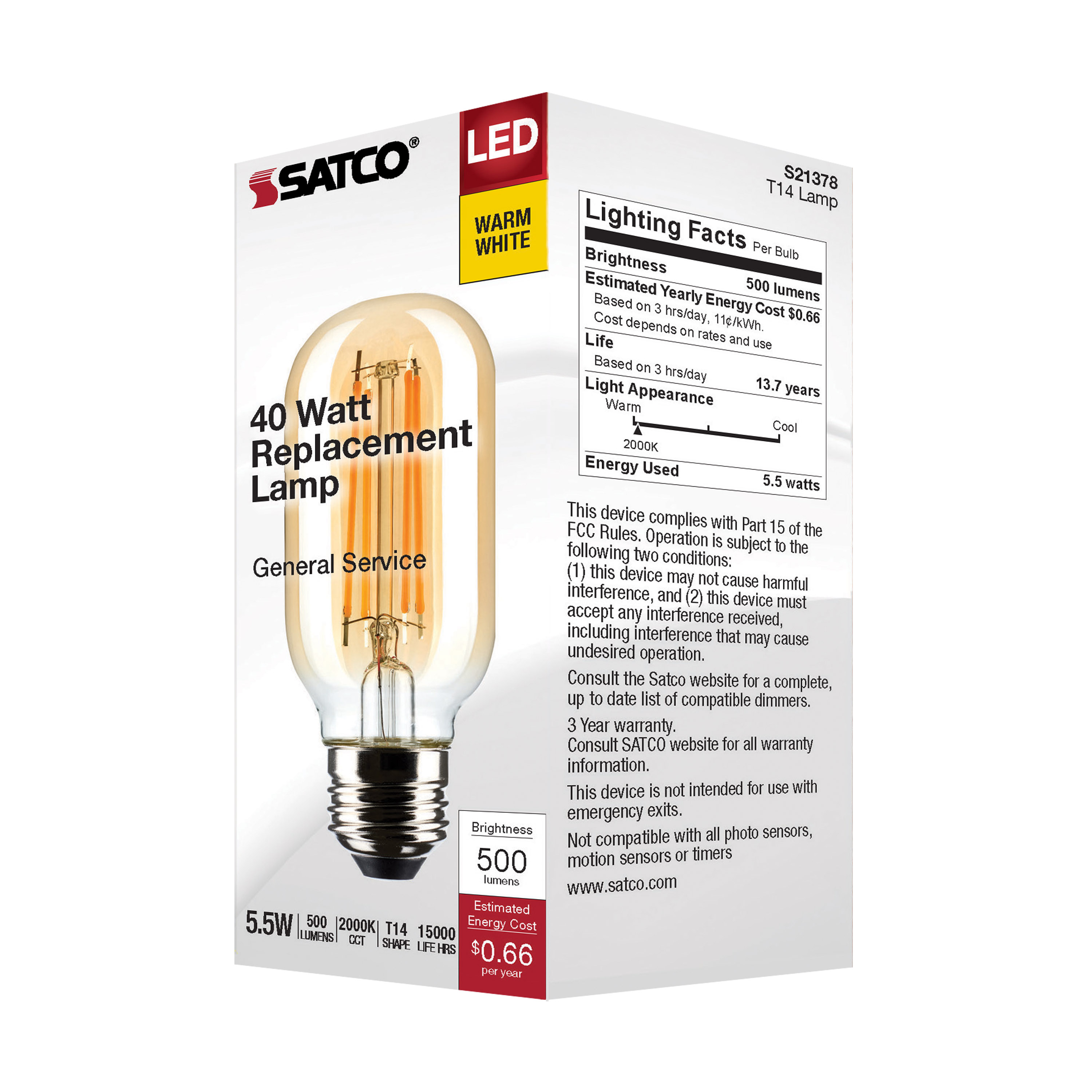 5.5T14/LED/CL/820/120V/E26 - S21378