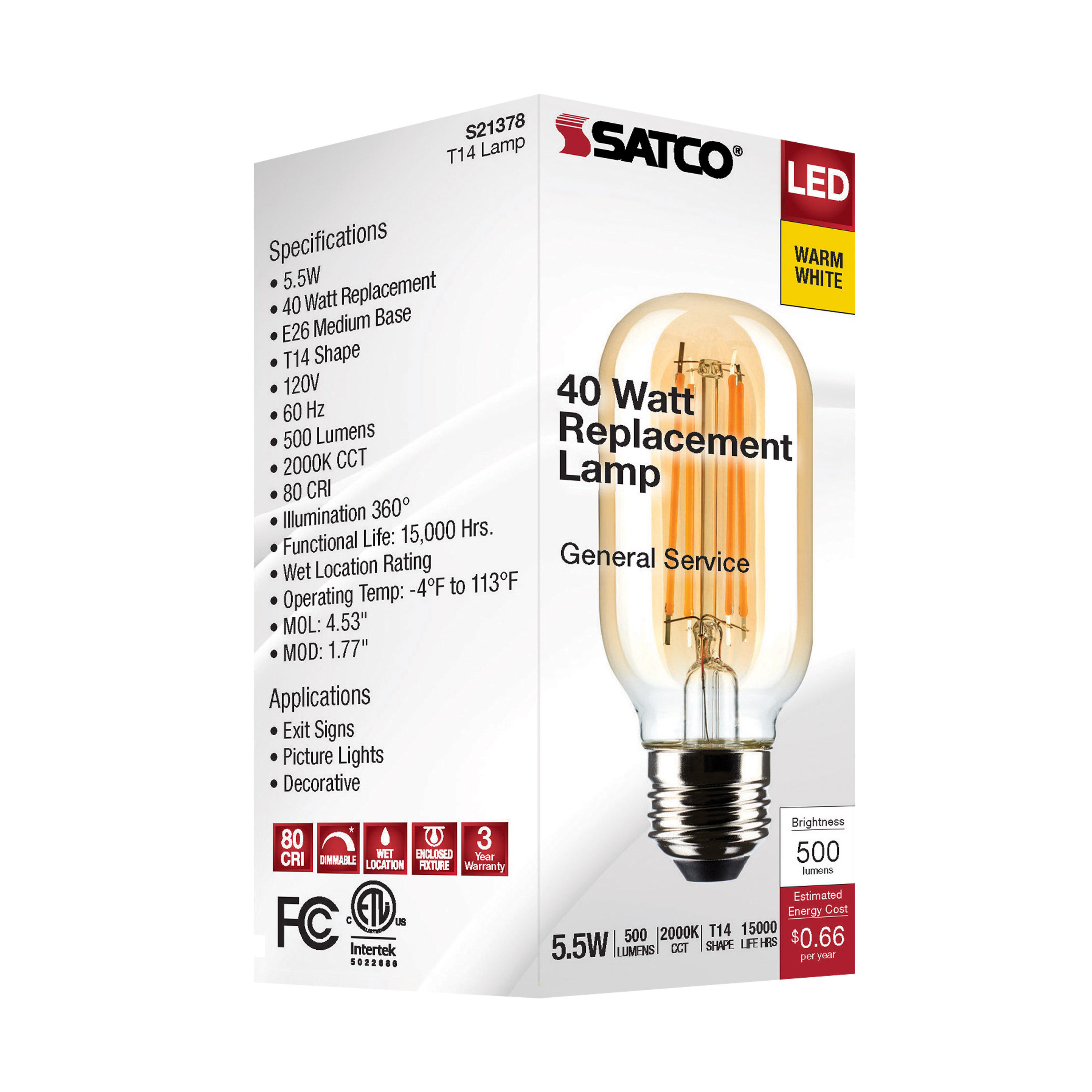 5.5T14/LED/CL/820/120V/E26 - S21378