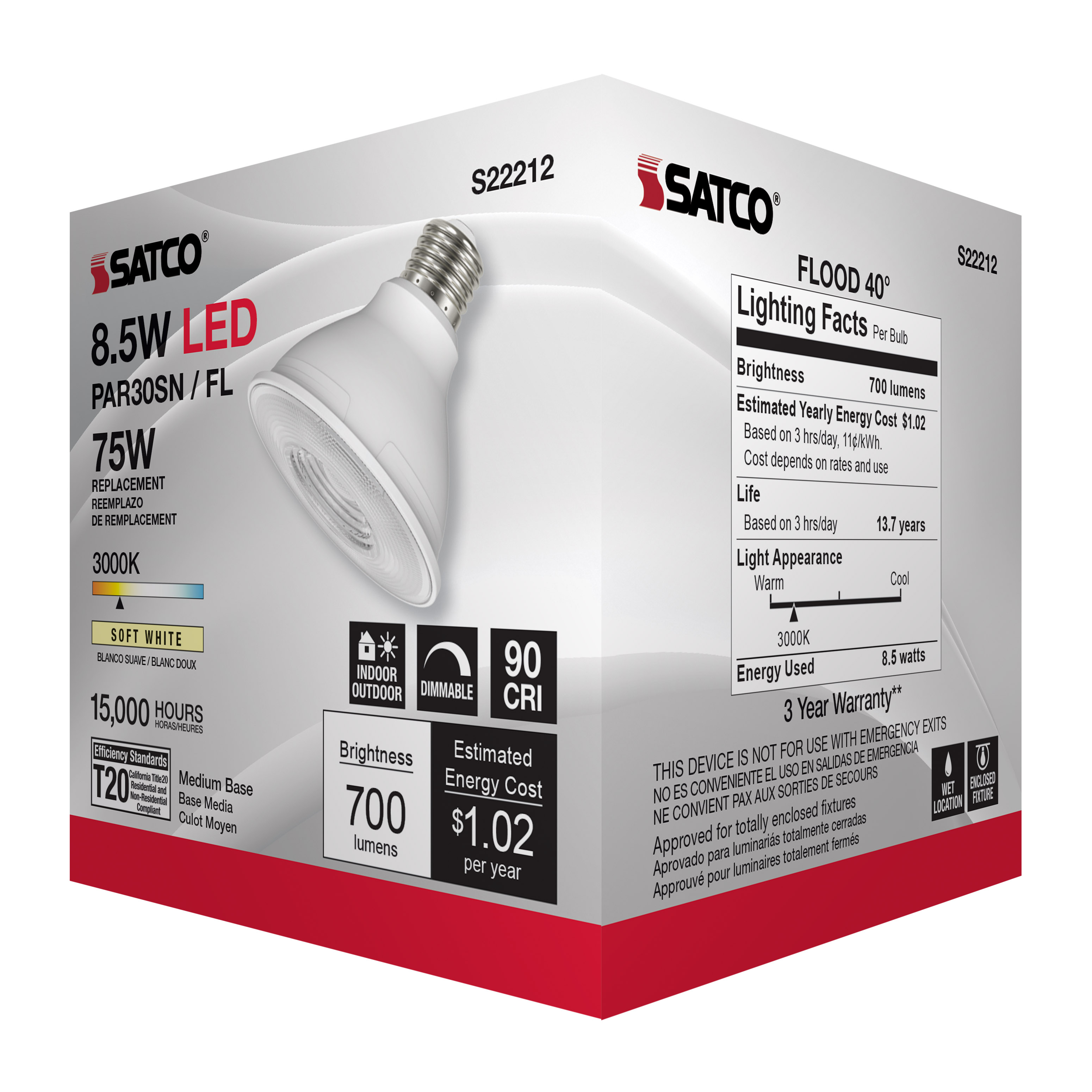 8.5PAR30S/LED/930/FL/120V - S22212
