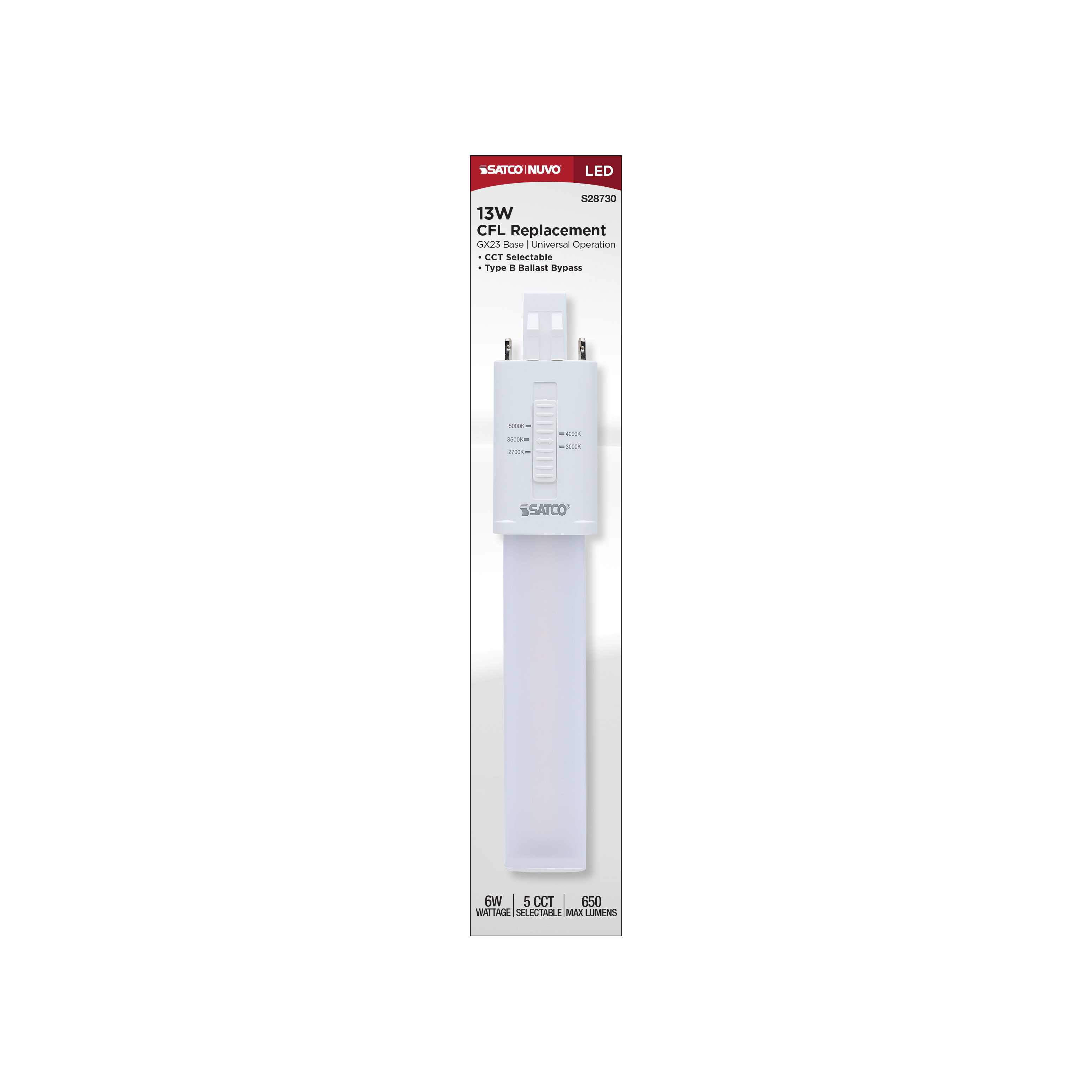 6W/LED/CFL/5CCT/GX23/BP - S28730