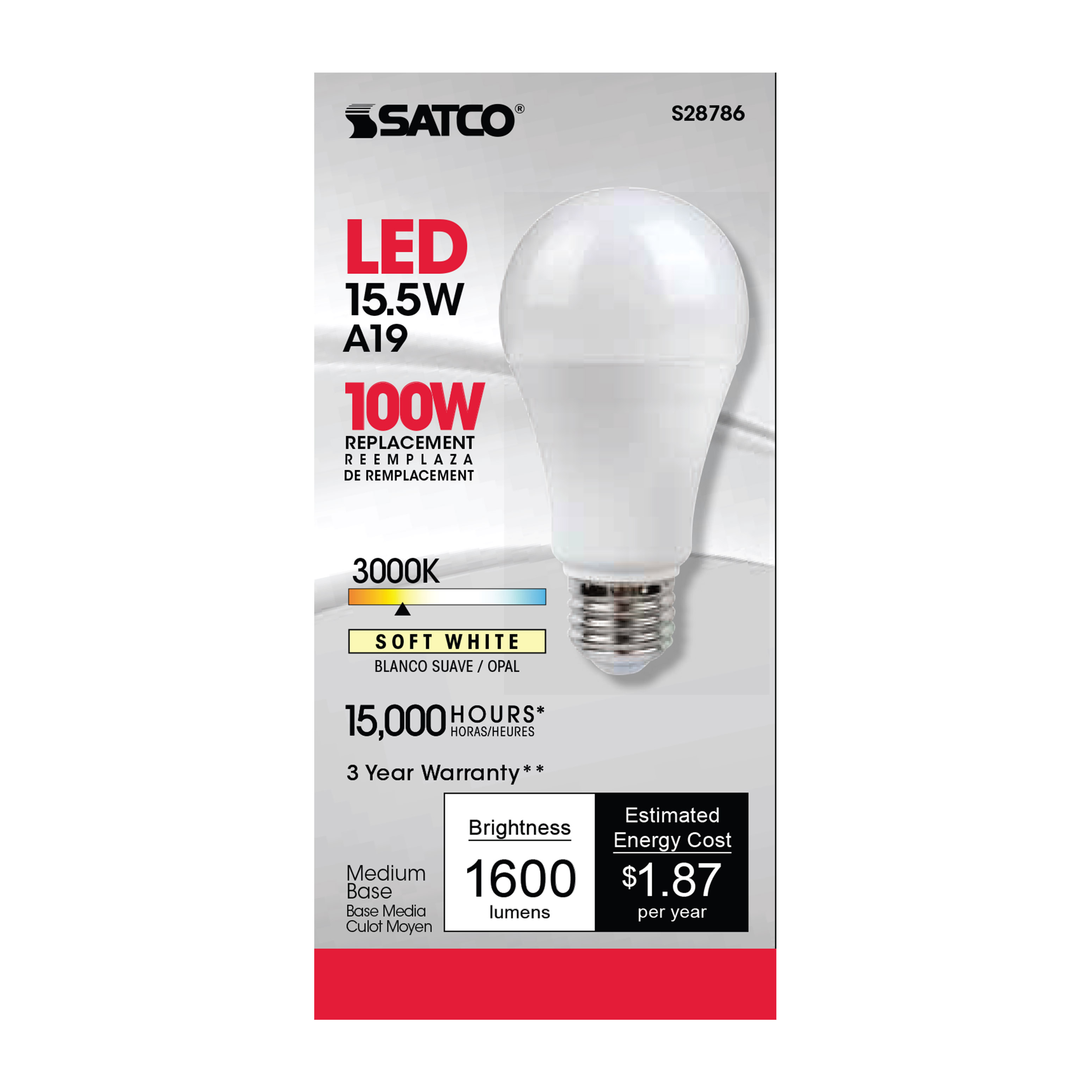 15.5A19/LED/30K/ND/120V - S28786