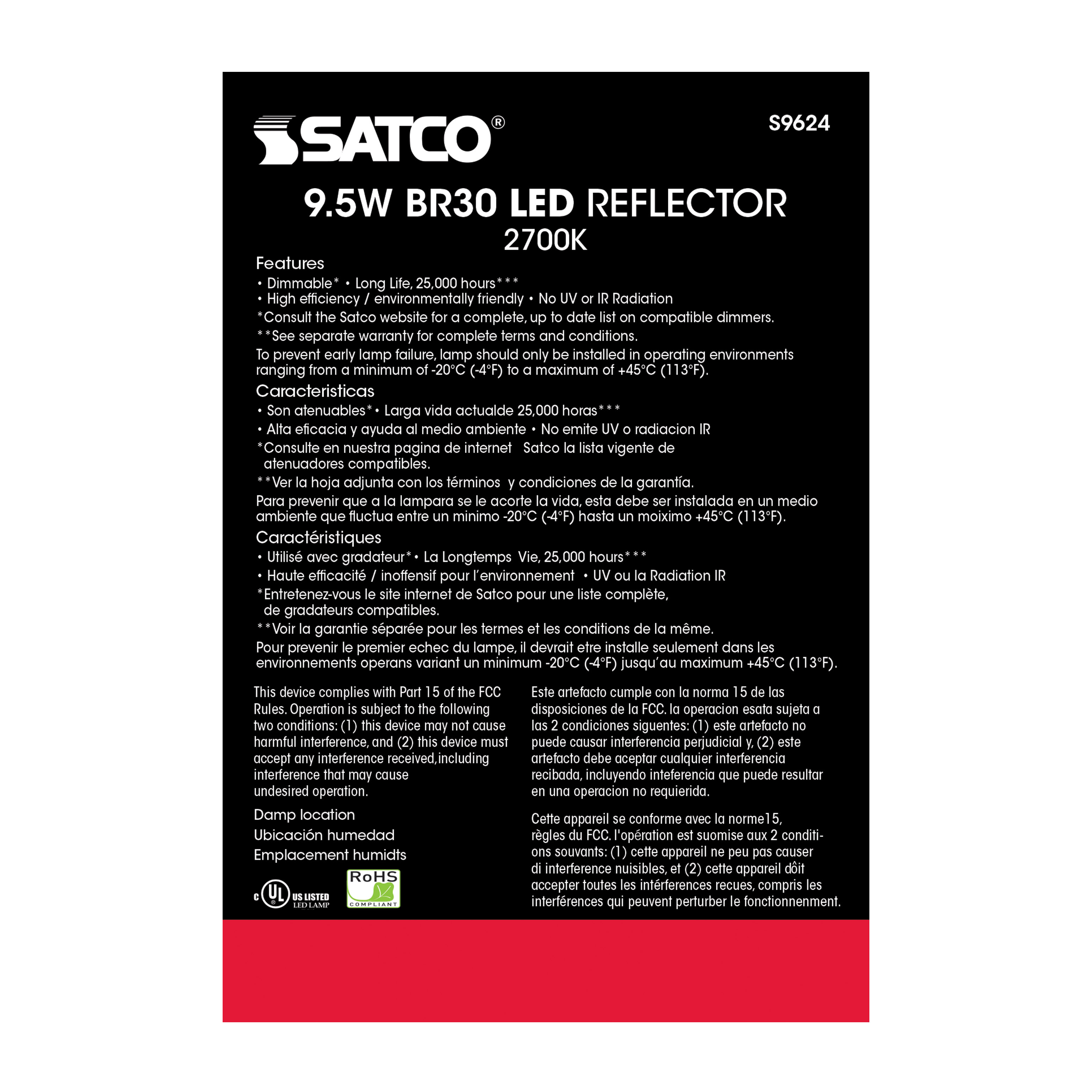 9.5BR30/LED/27K/GU24/750L/120V - S9624