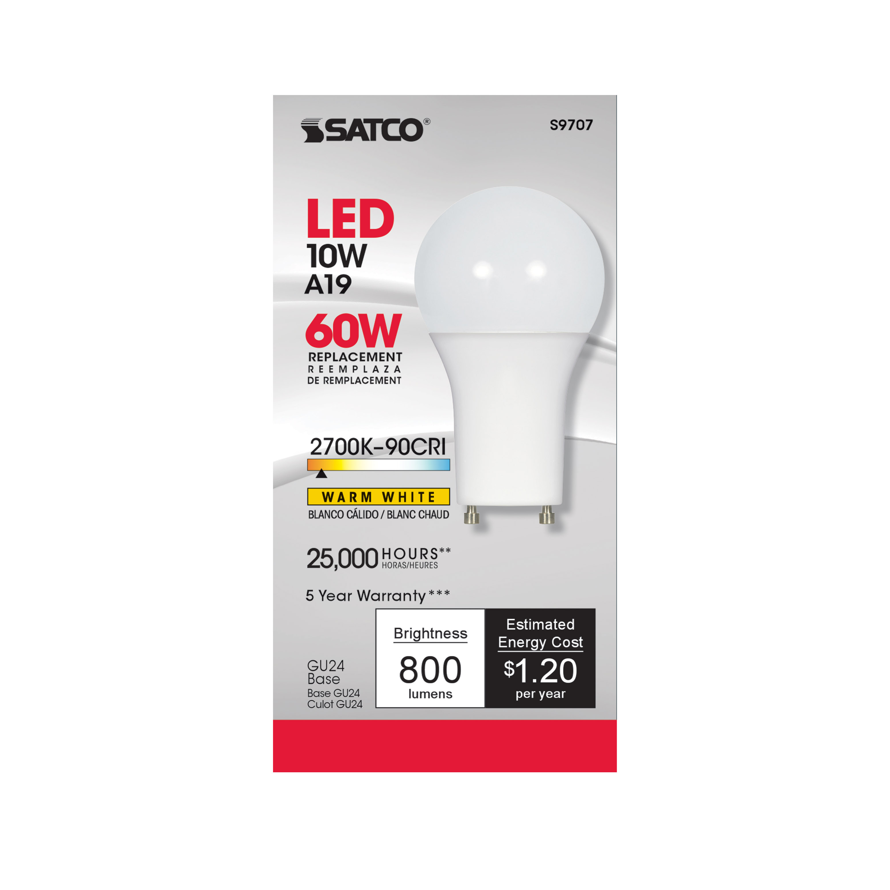 10A19/OMNI/LED/27K/90CRI/GU24 - S9707