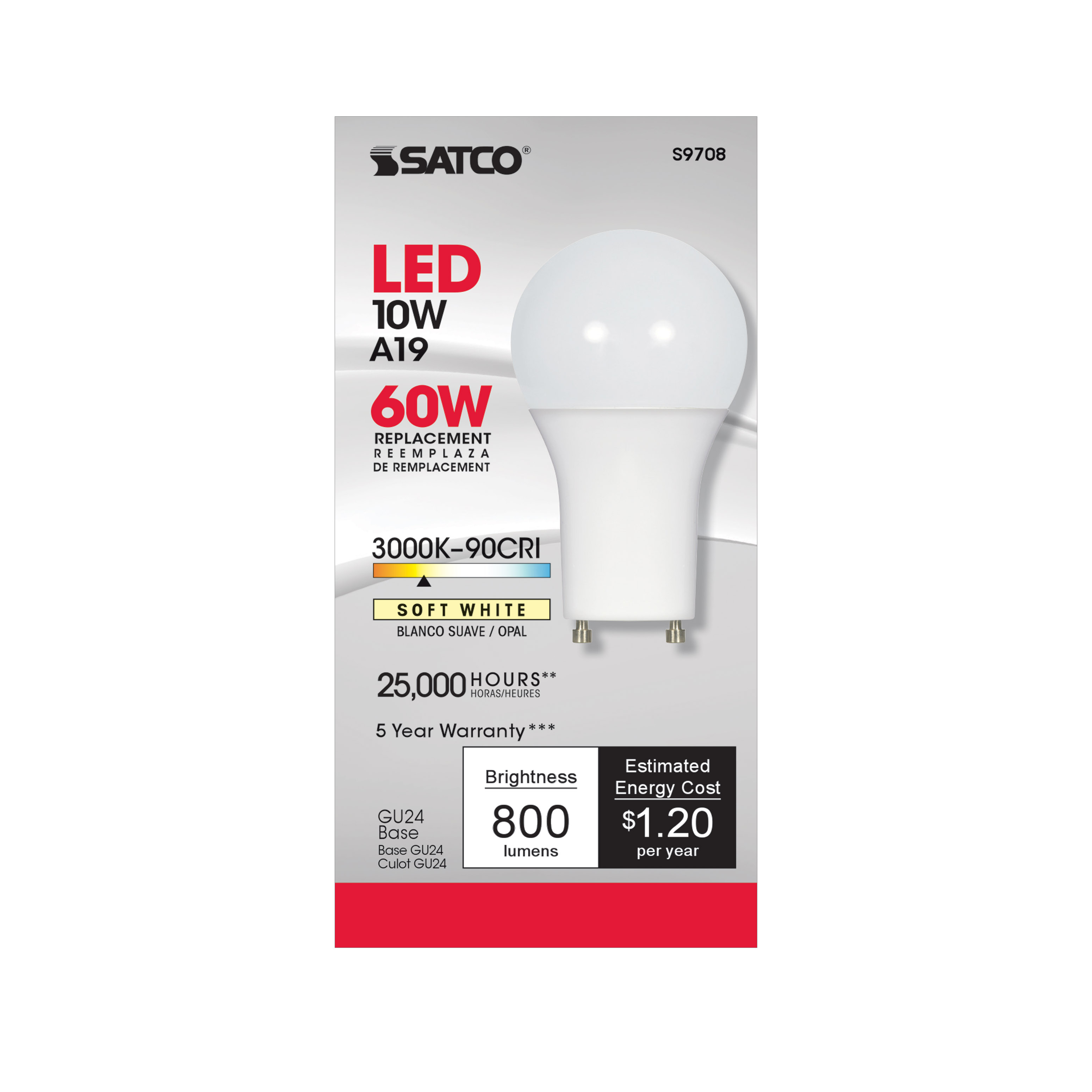 10A19/OMNI/LED/3K/90CRI/GU24 - S9708