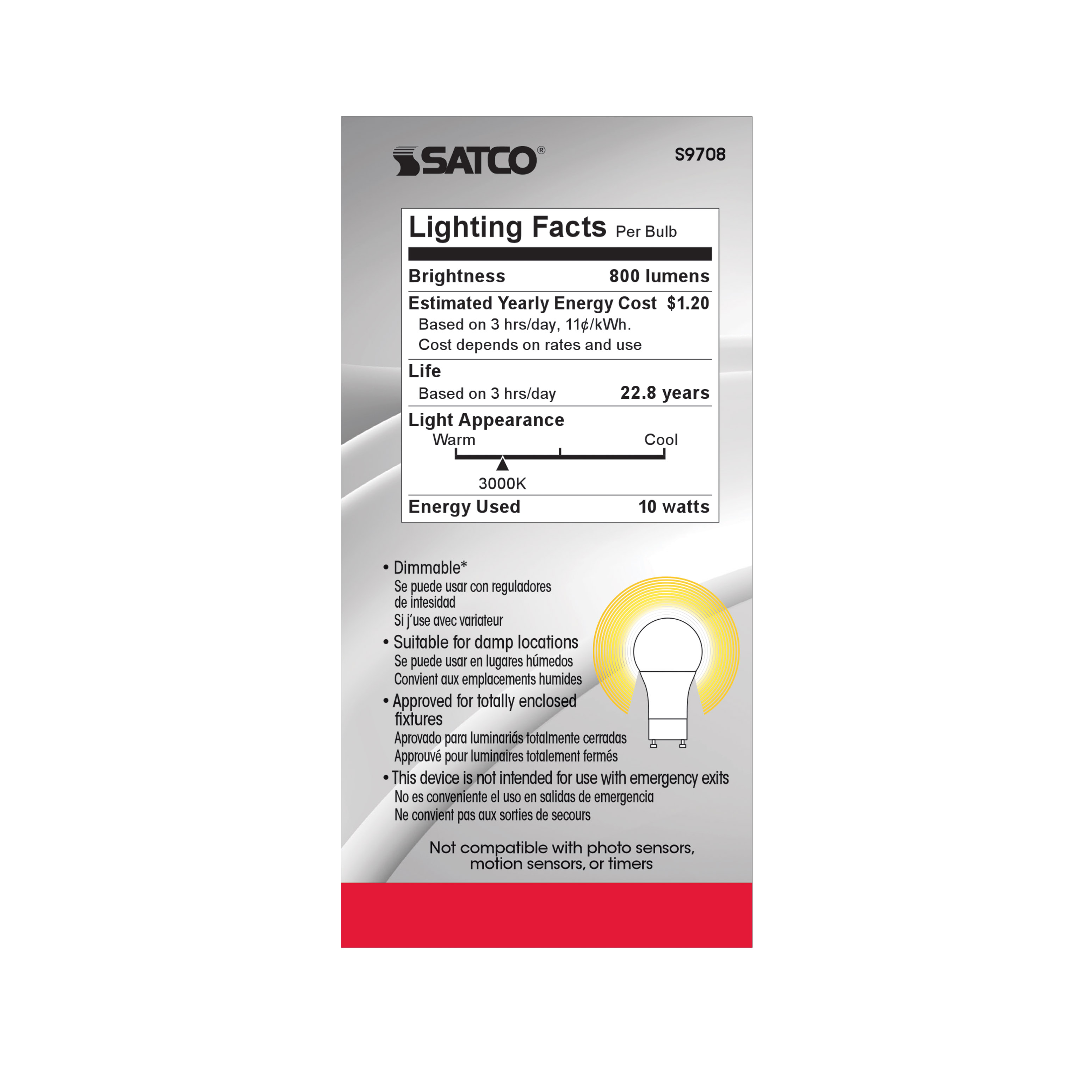 10A19/OMNI/LED/3K/90CRI/GU24 - S9708
