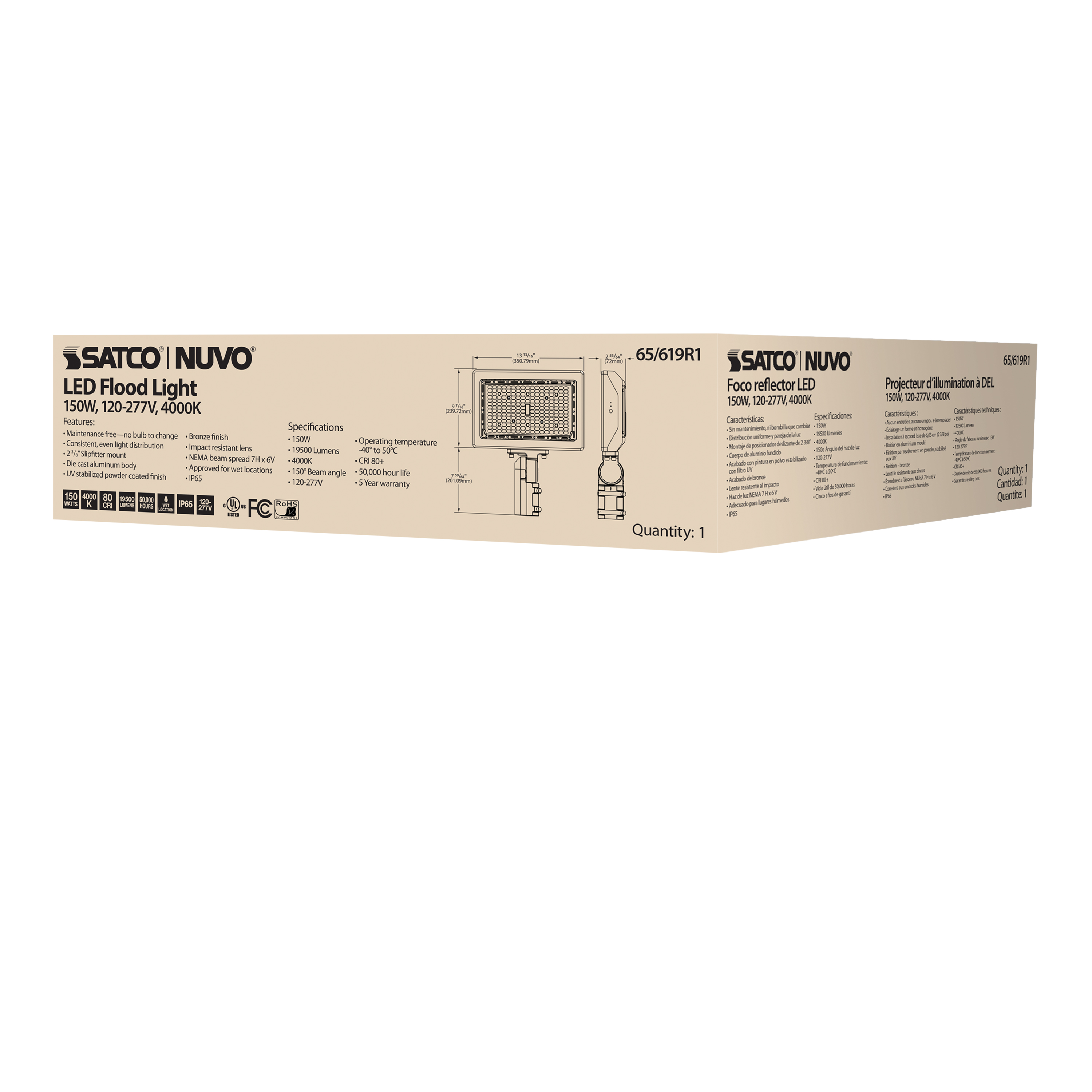 LED FLOOD 150W 4000K DIM - 65-619R1
