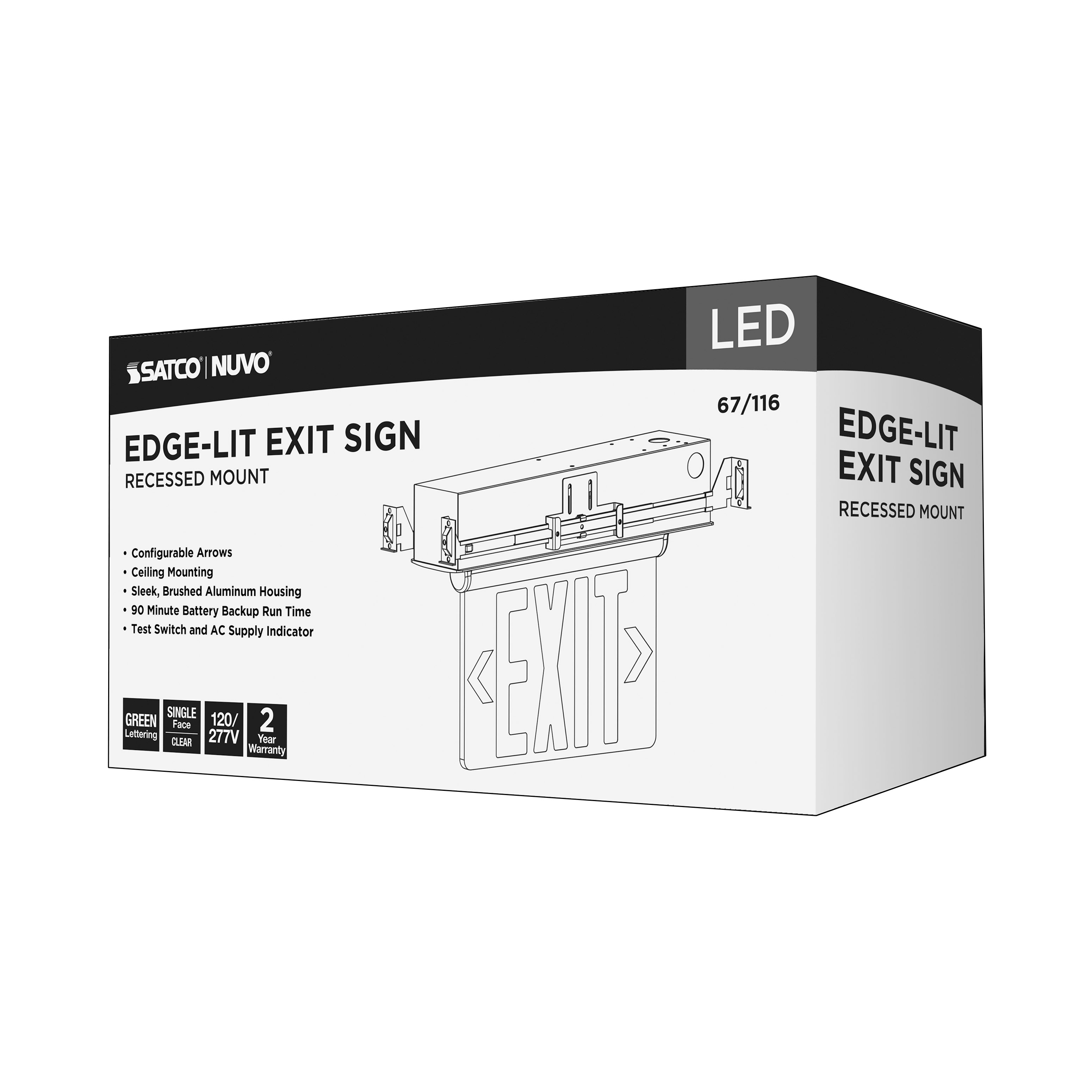 REC EL EXIT SIGN - SF GR CLR - 67-116