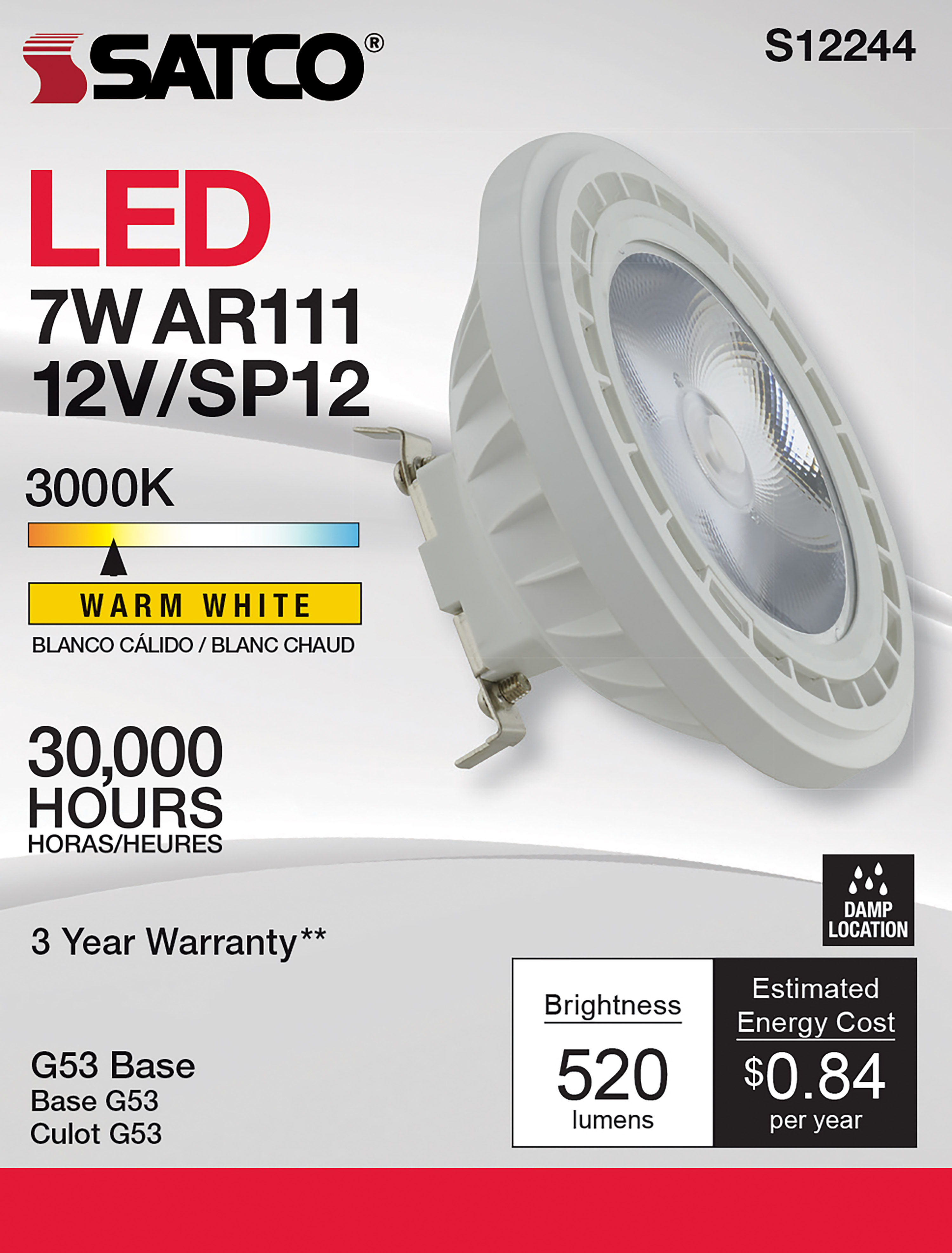 7AR111/LED/830/SP12/12V - S12244