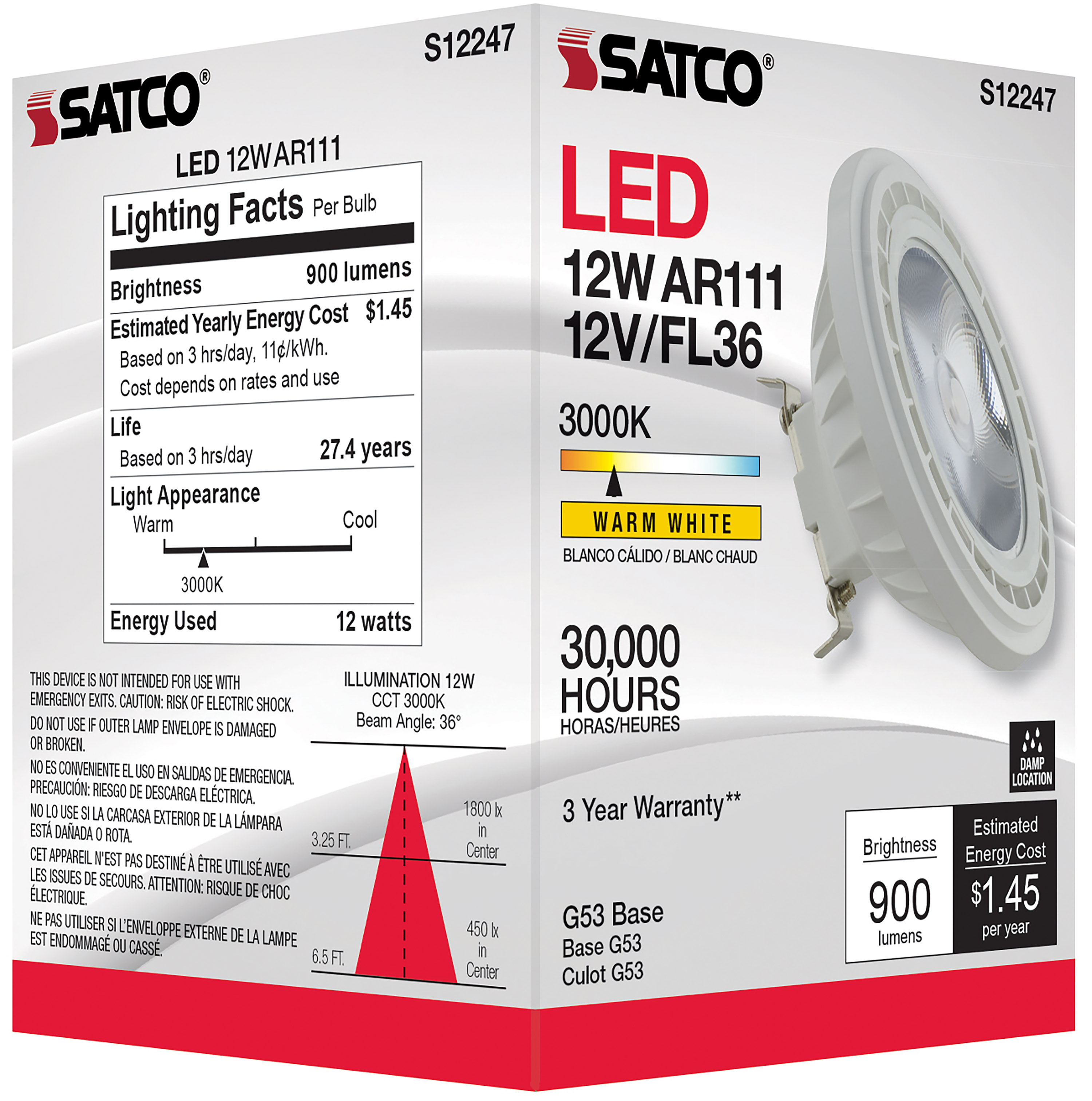 12AR111/LED/830/FL36/12V - S12247