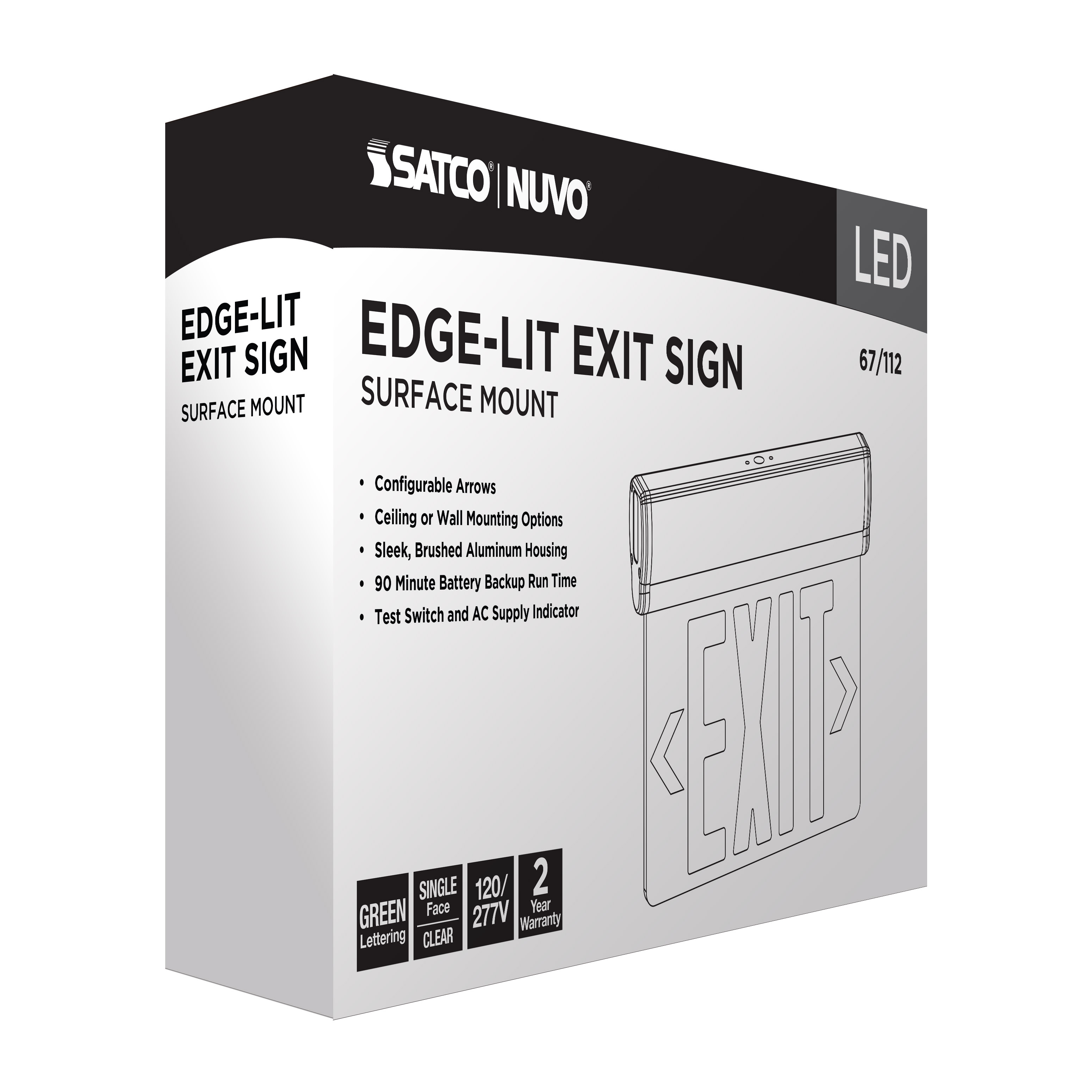 EL EXIT SIGN - SF GR CLR - 67-112