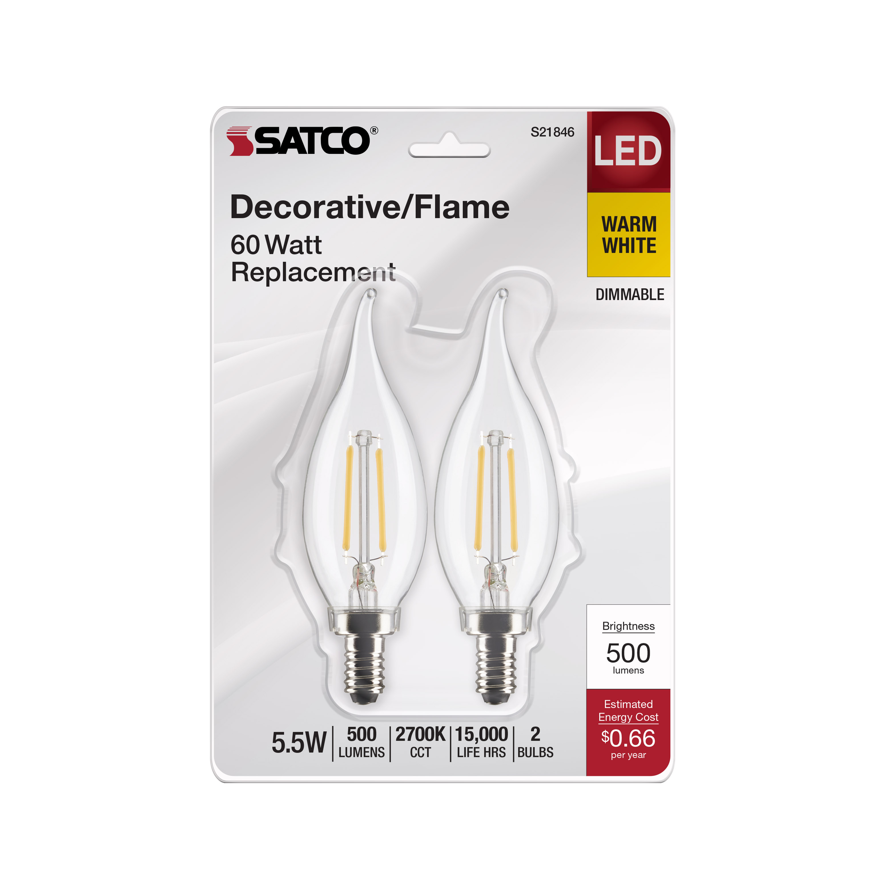 5.5CA10/LED/927/CL/120V/E12/2C - S21846