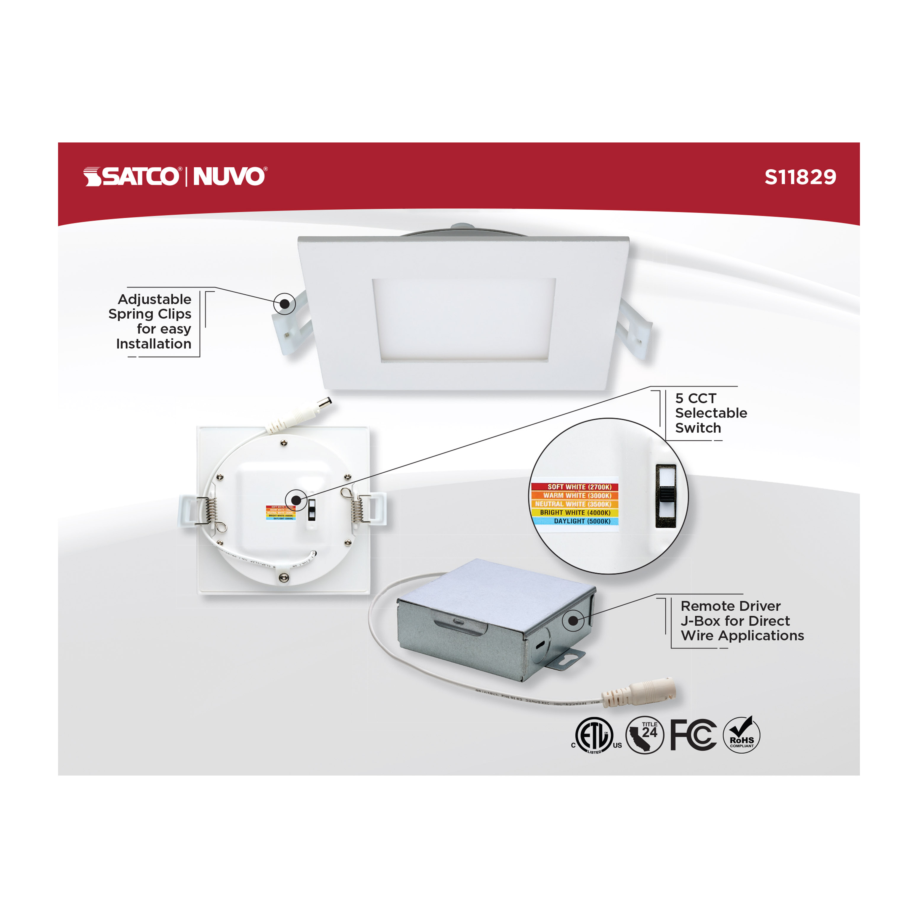 10WLED/DW/EL/4/CCT-SEL/SQ/RD - S11829
