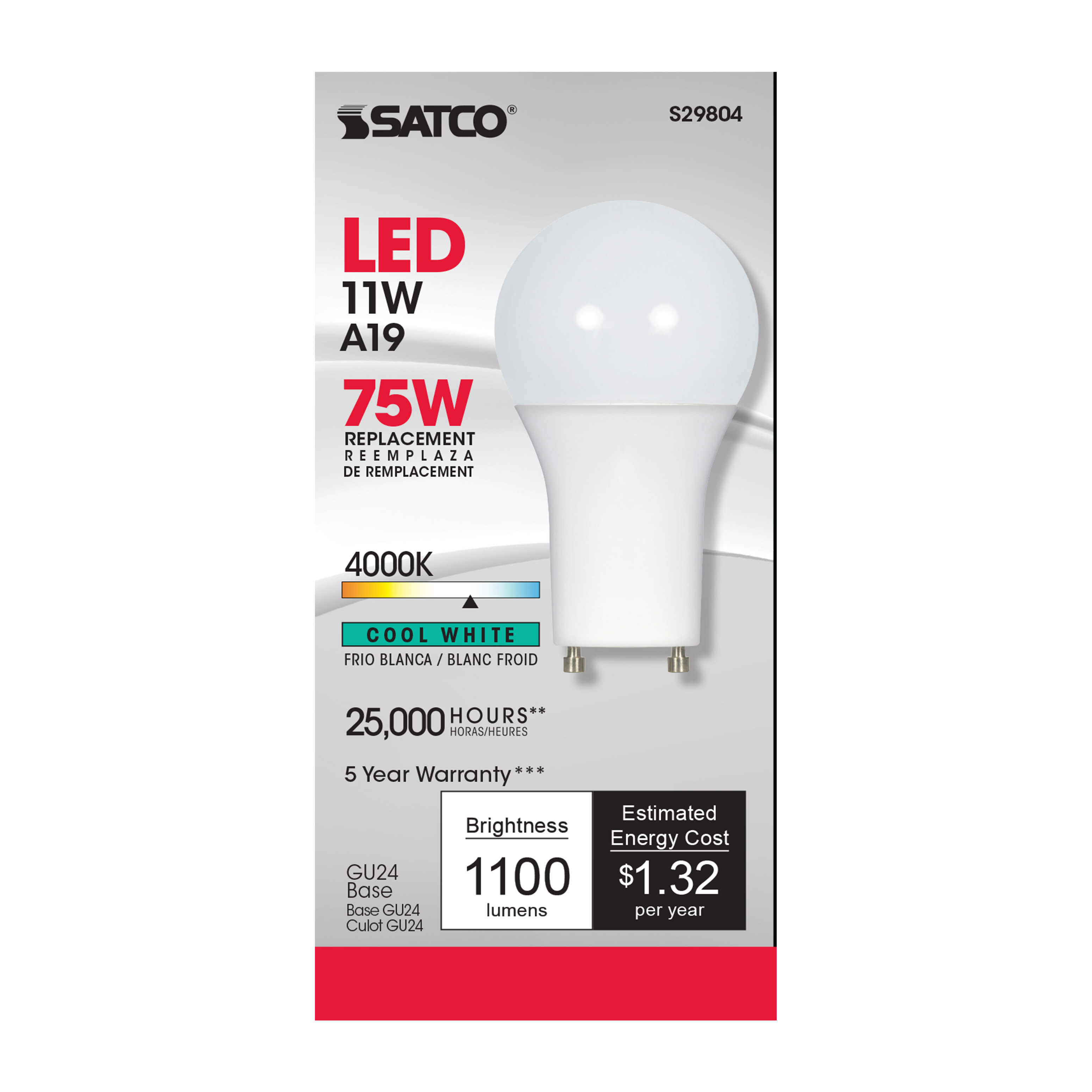 11A19/LED/4000K/120V/D/GU24 - S29804