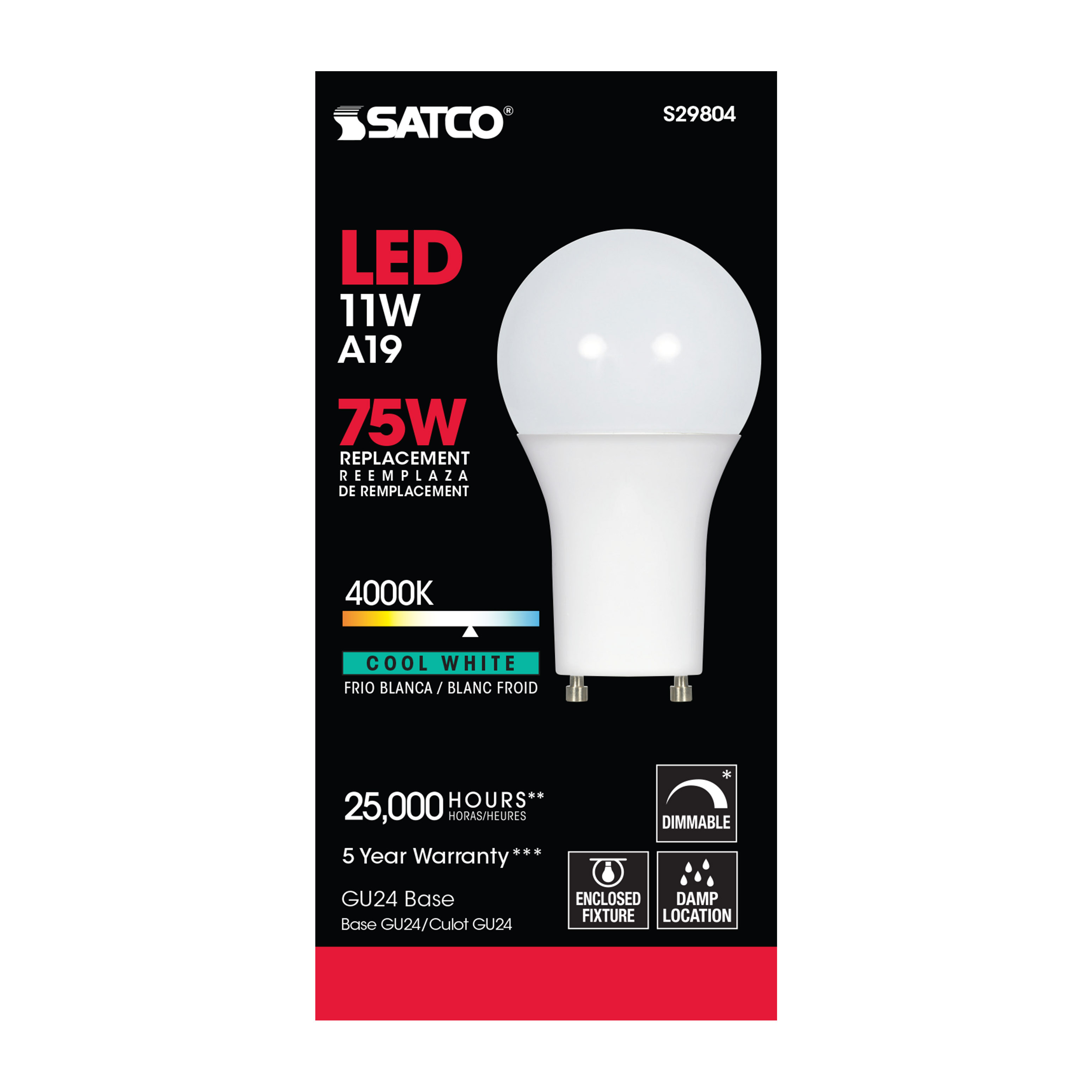 11A19/LED/4000K/120V/D/GU24 - S29804