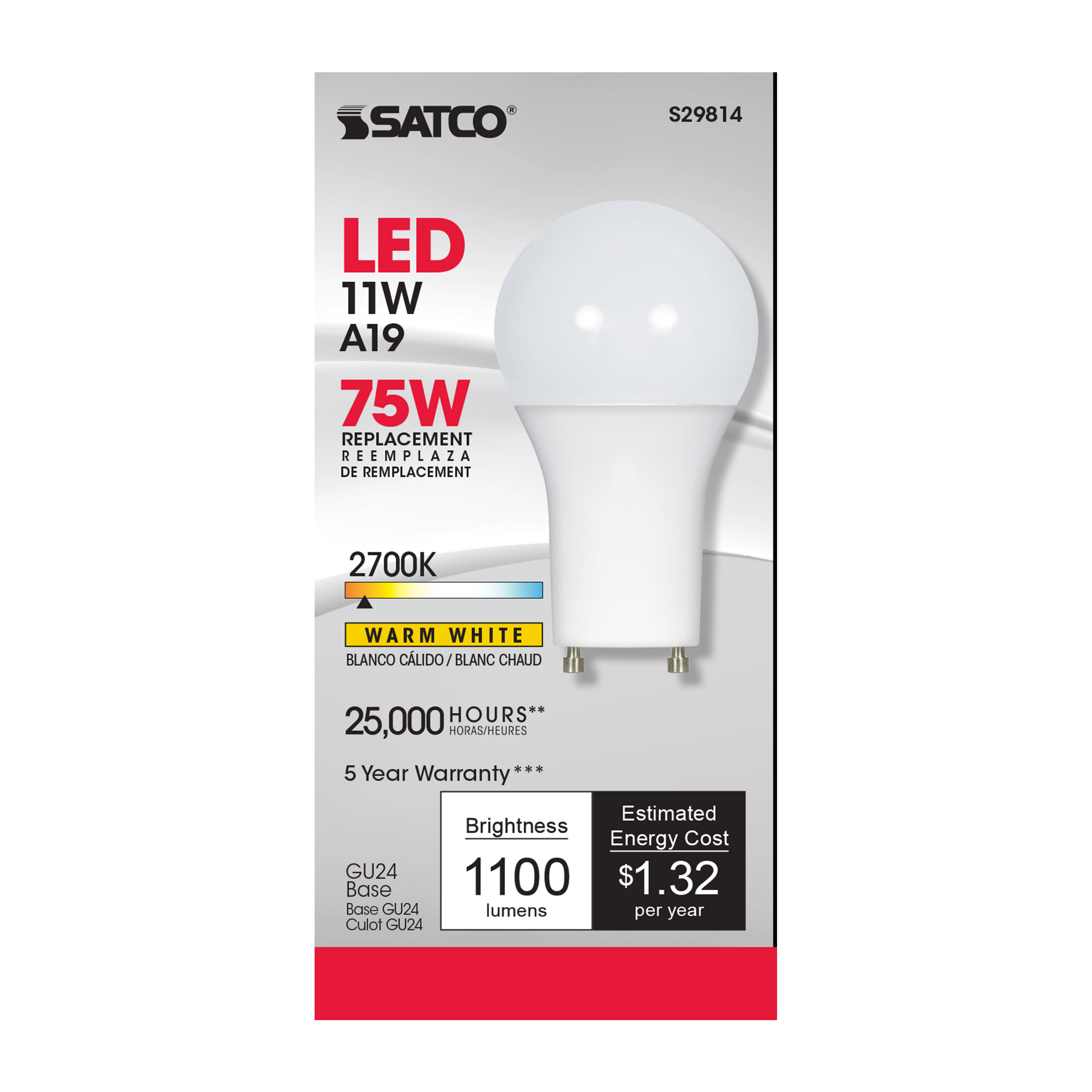 11A19/LED/2700K/120V/D/GU24 - S29814