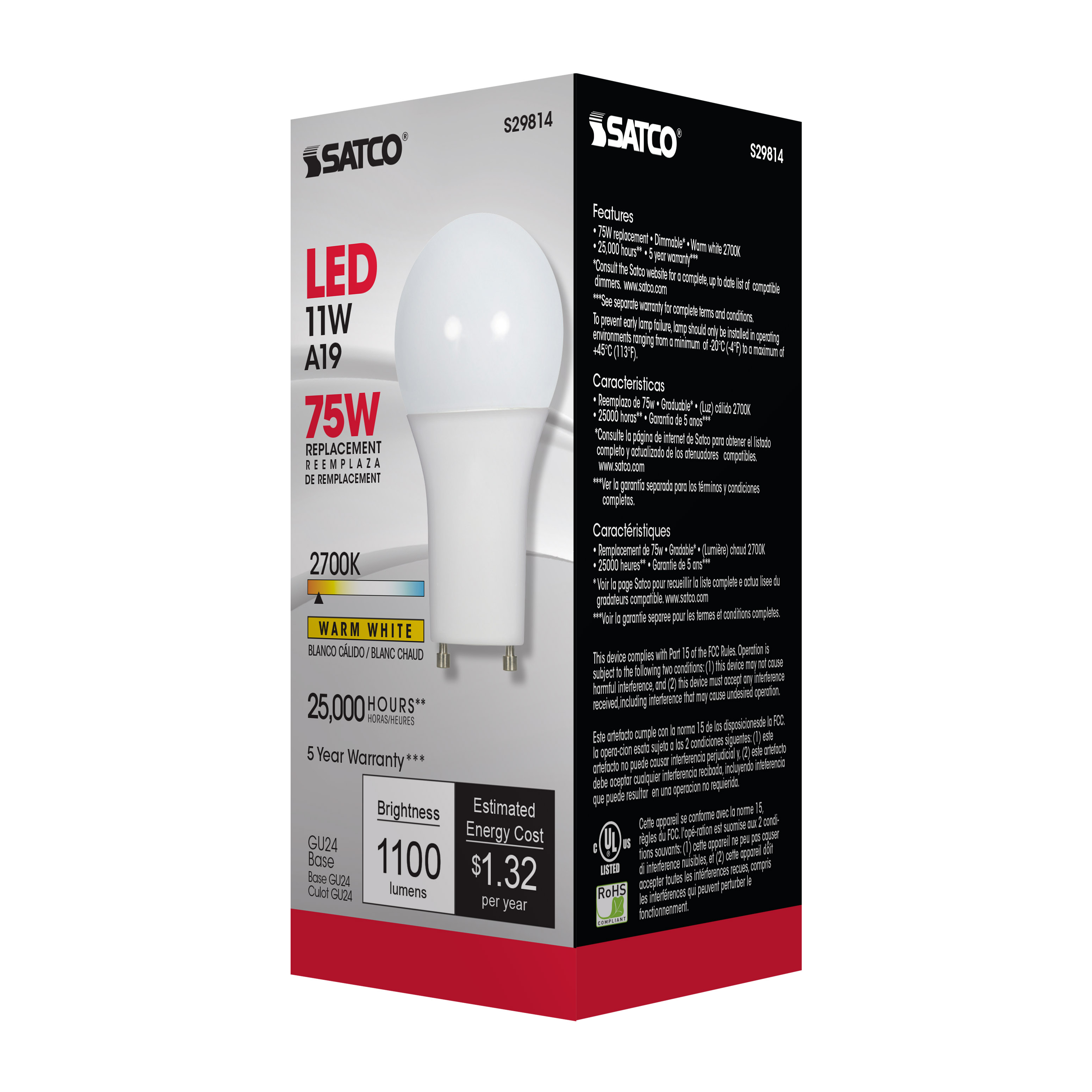 11A19/LED/2700K/120V/D/GU24 - S29814