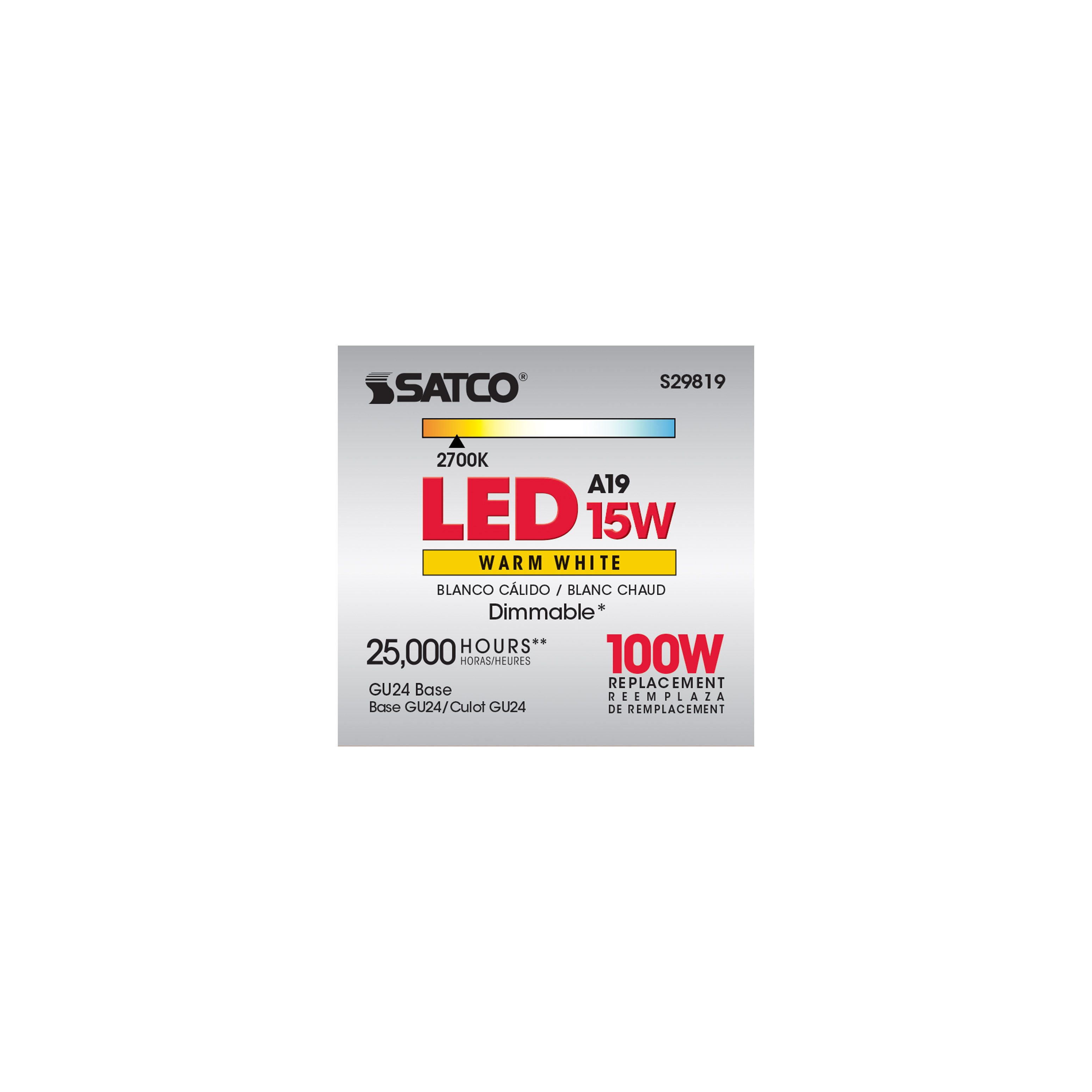 15A19/LED/27K/1600/120V/GU24 - S29819