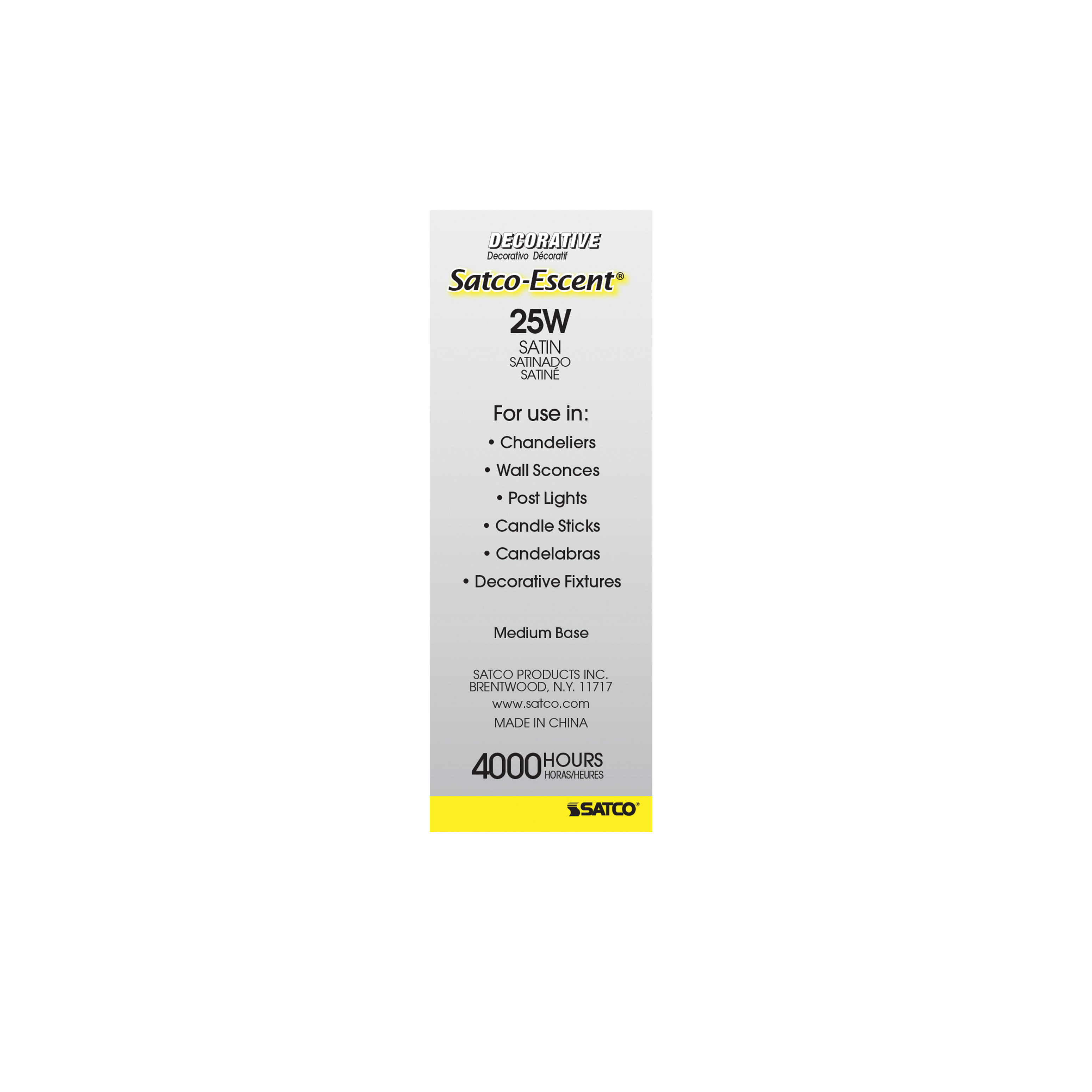 25W C11 SATCO-ESCENT SATIN CB - S3403