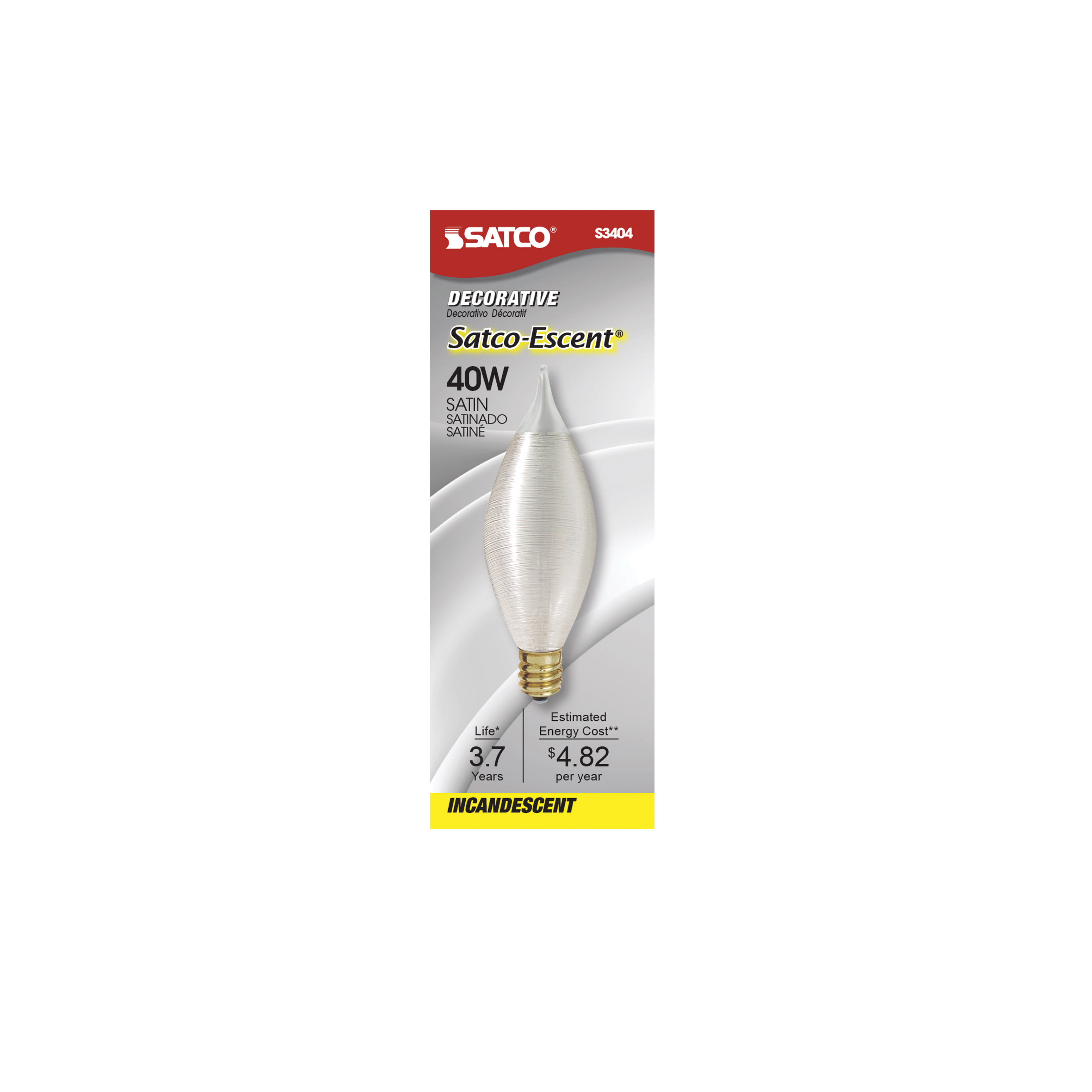 40W C11 SATCO-ESCENT SATIN CB - S3404