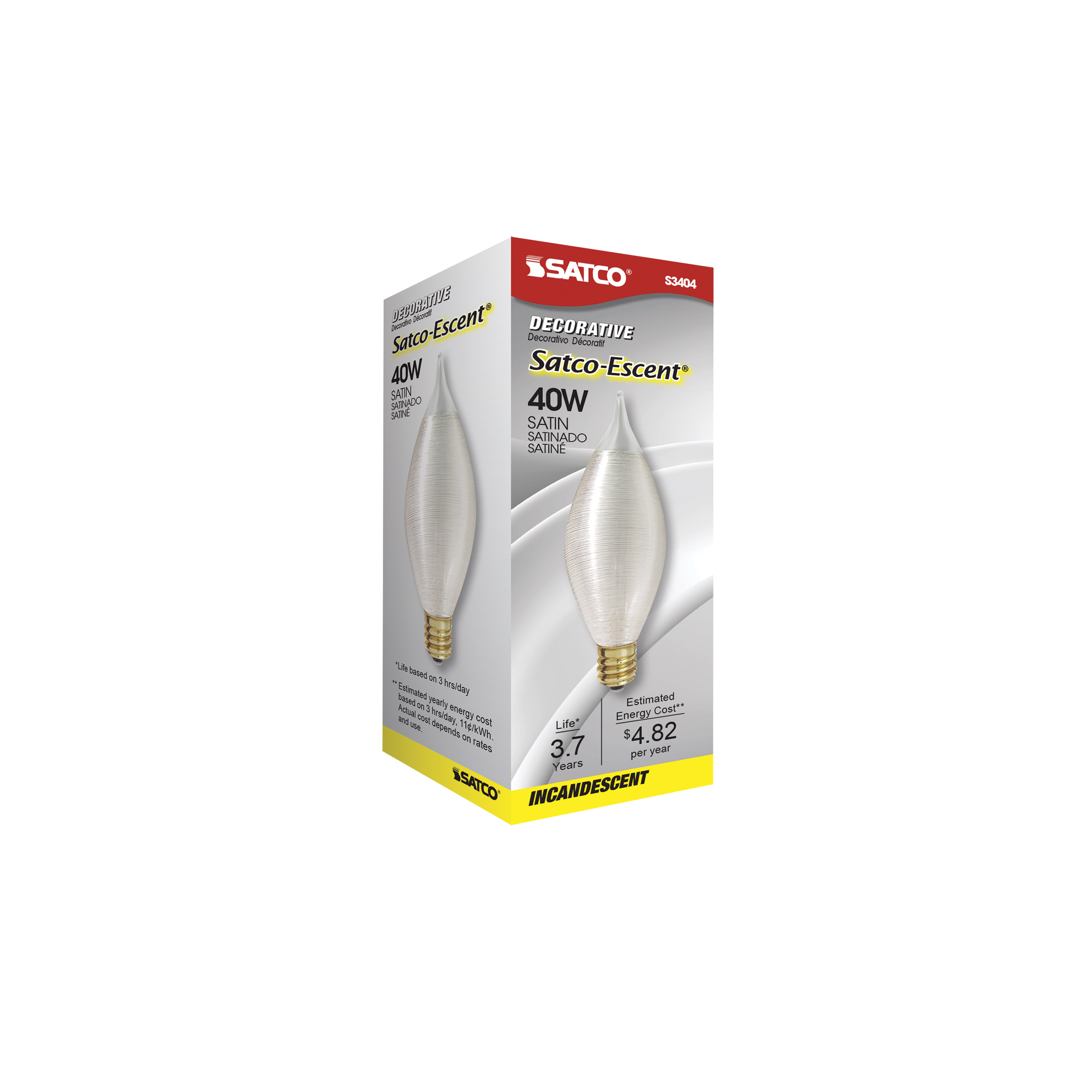 40W C11 SATCO-ESCENT SATIN CB - S3404