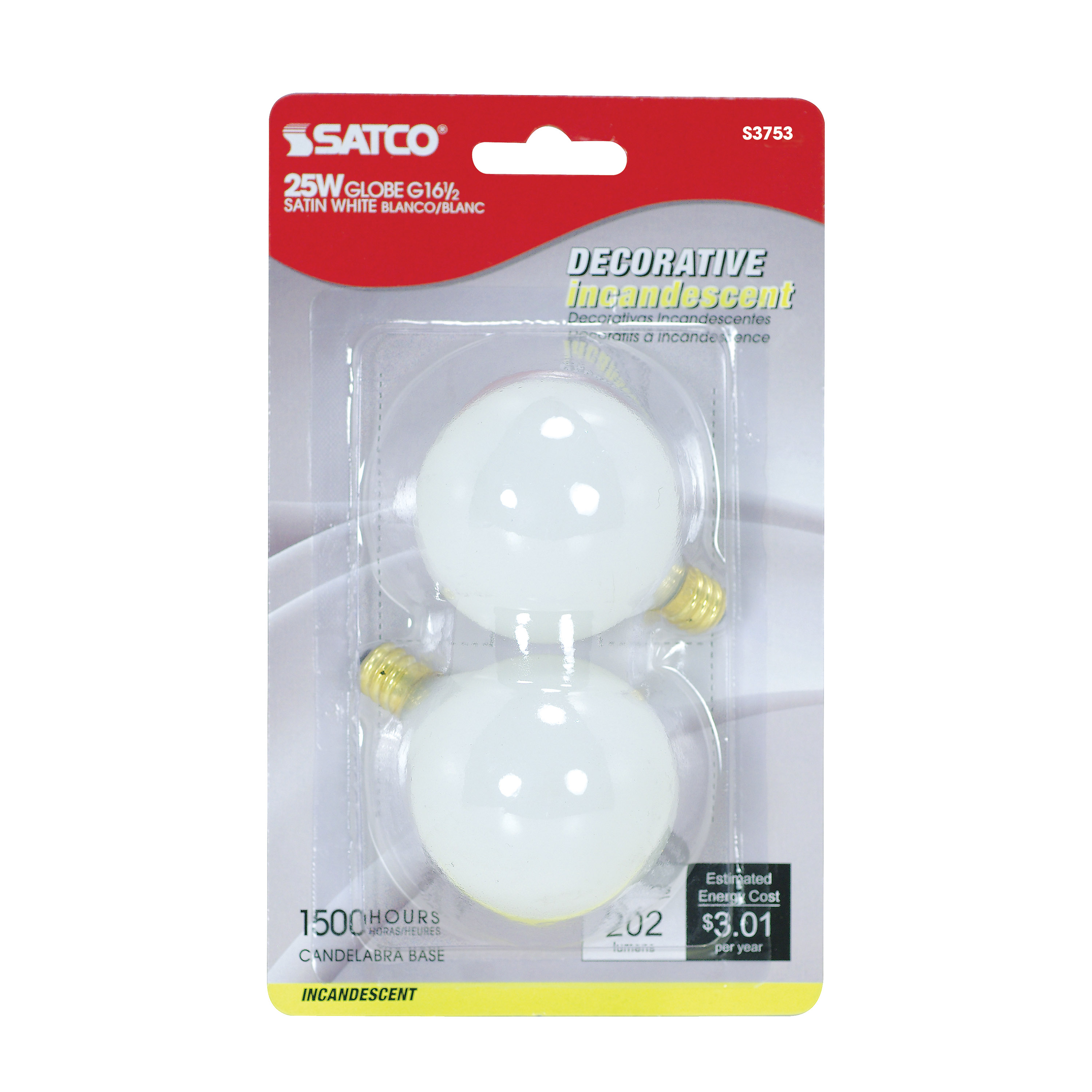 25W G16 1/2 CAND WHT - S3753