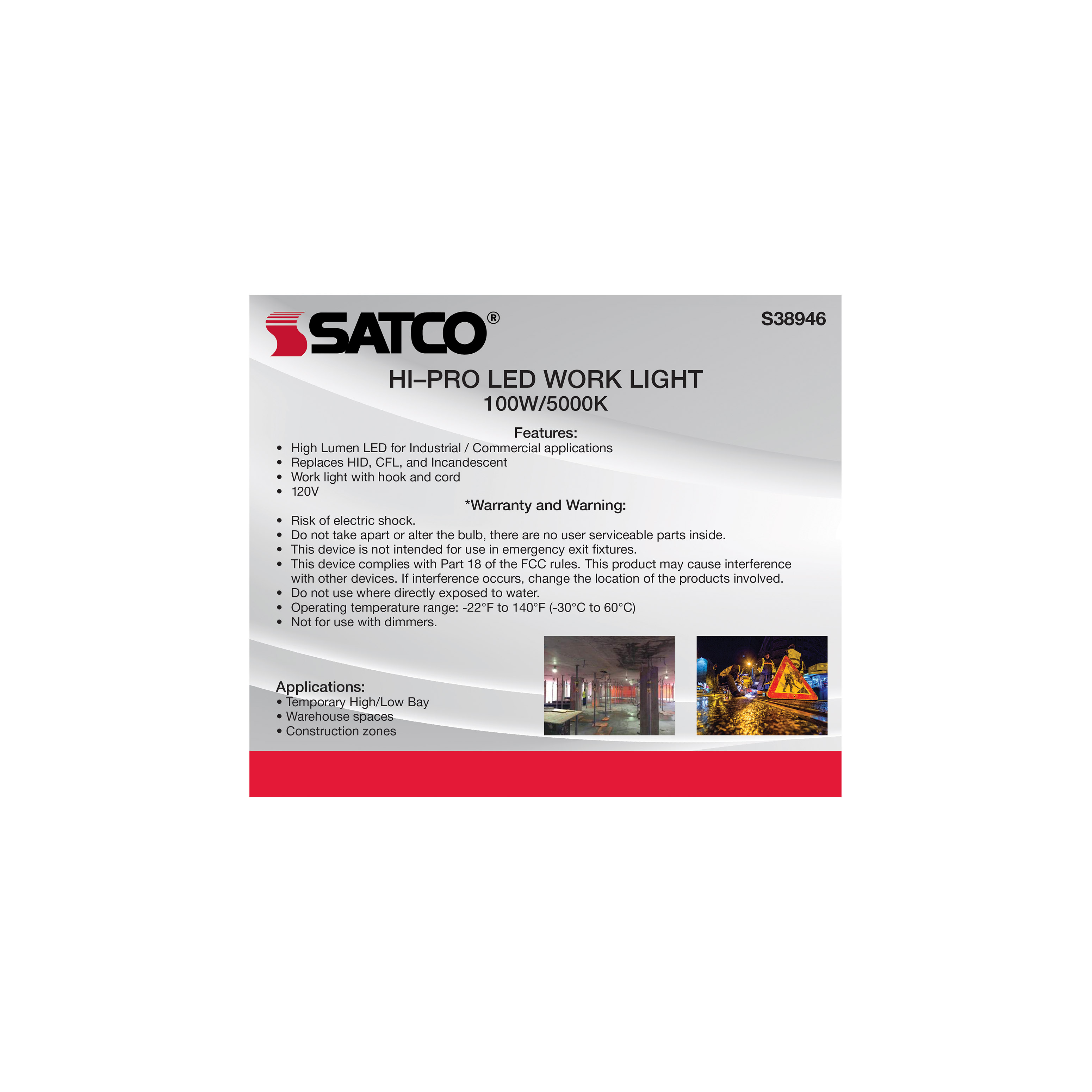 100W/LED/HID/TEMP/5K/120V - S38946