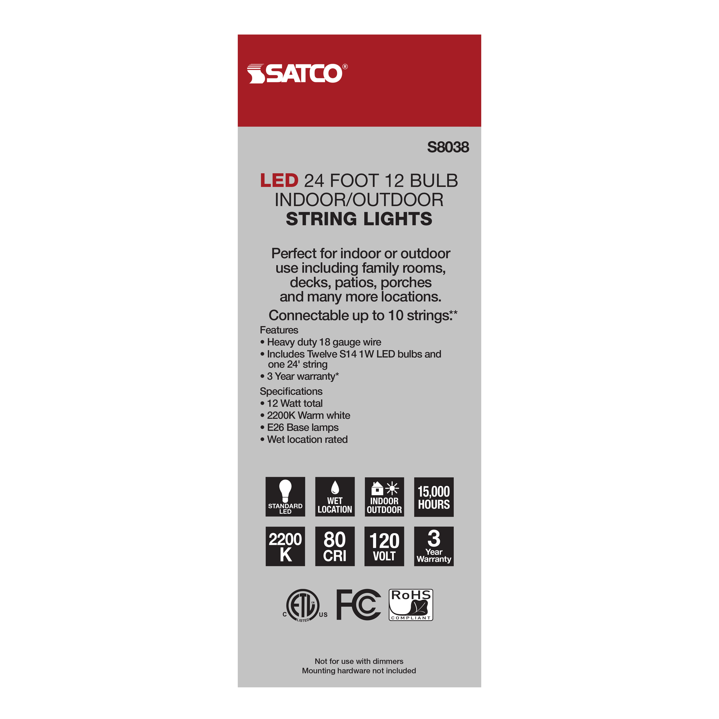 24FT/LED/SL/S14/822K/WH/120V - S8038