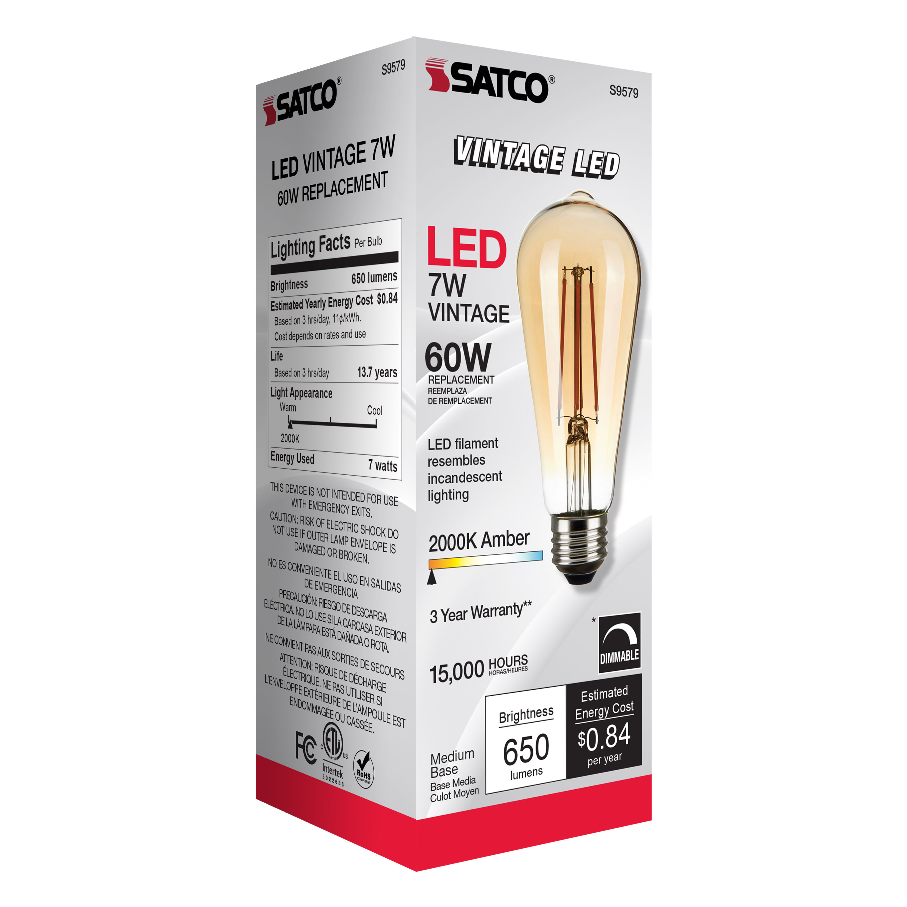 7ST19/AMB/LED/E26/20K/120V - S9579