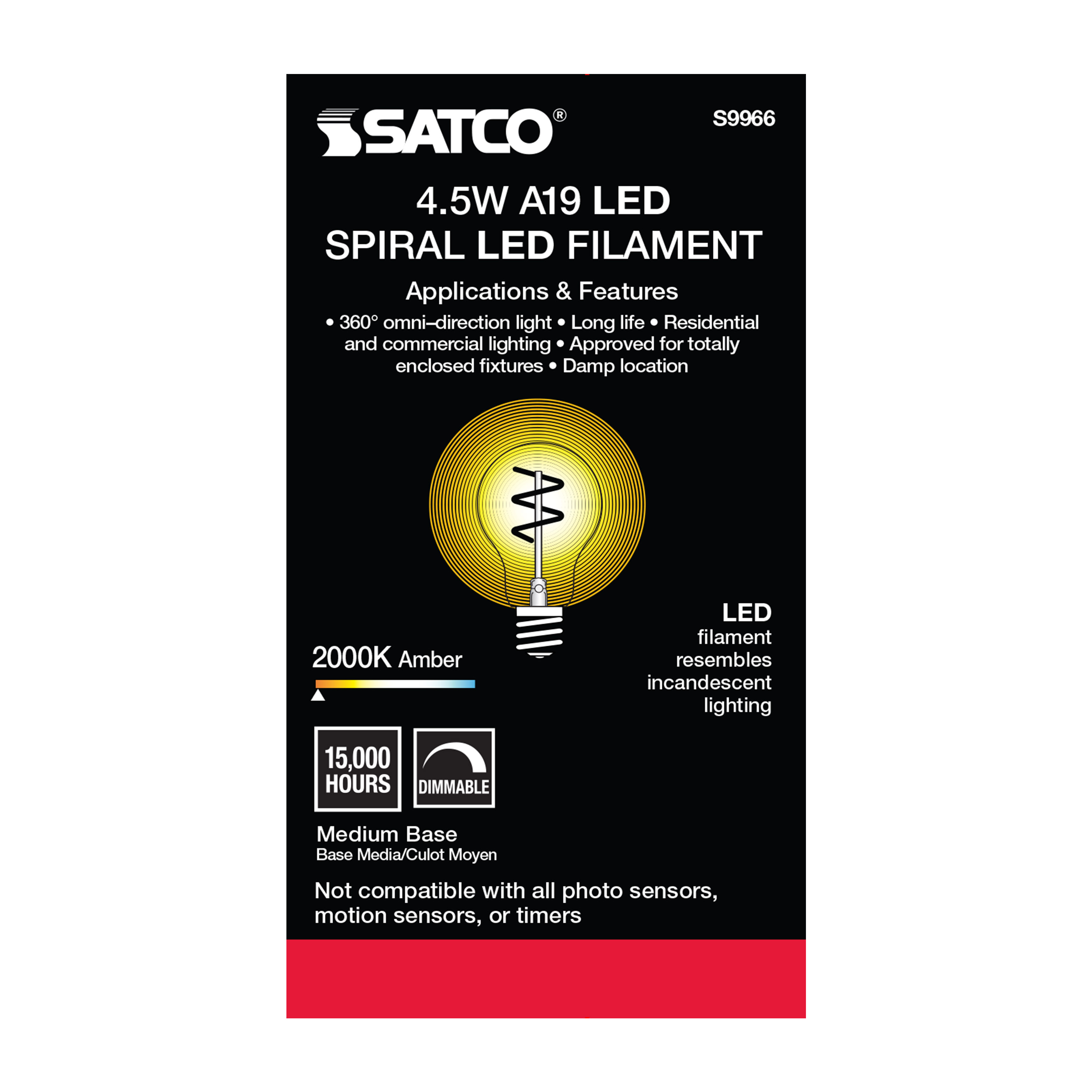 4.5A19/SPIRAL/LED/AMB/120V - S9966