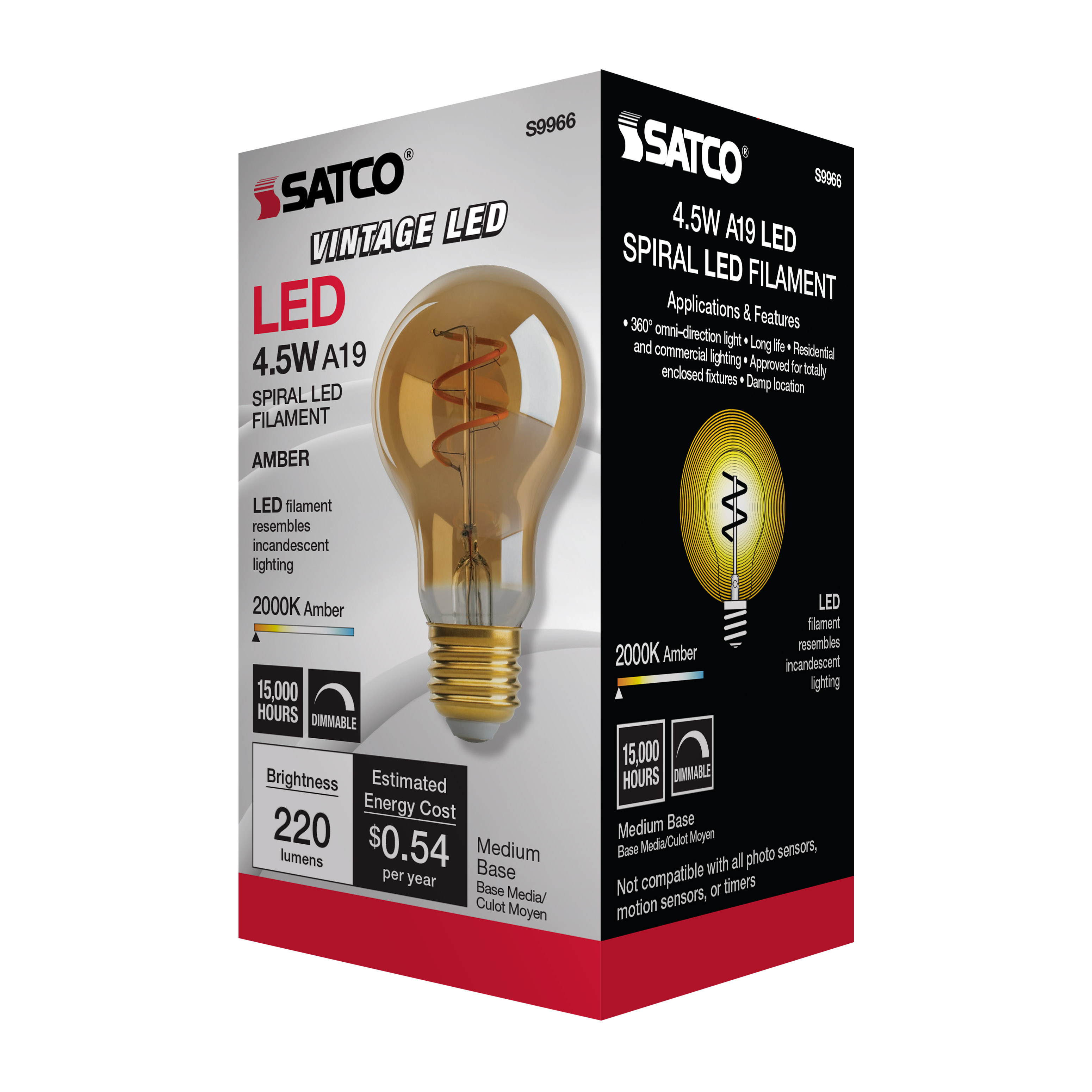 4.5A19/SPIRAL/LED/AMB/120V - S9966