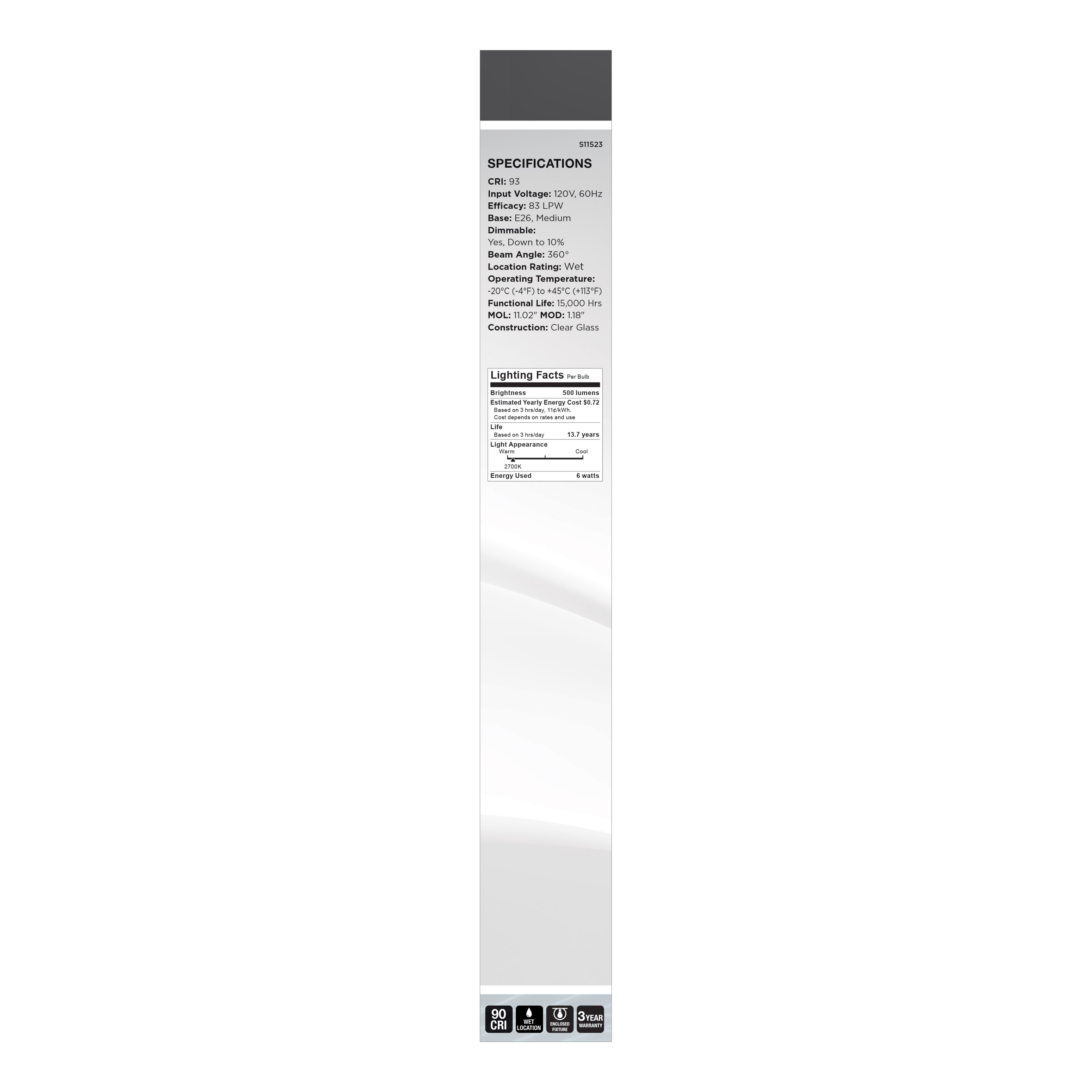 6T9/CL/LED-GF/STR/927/120V - S11523