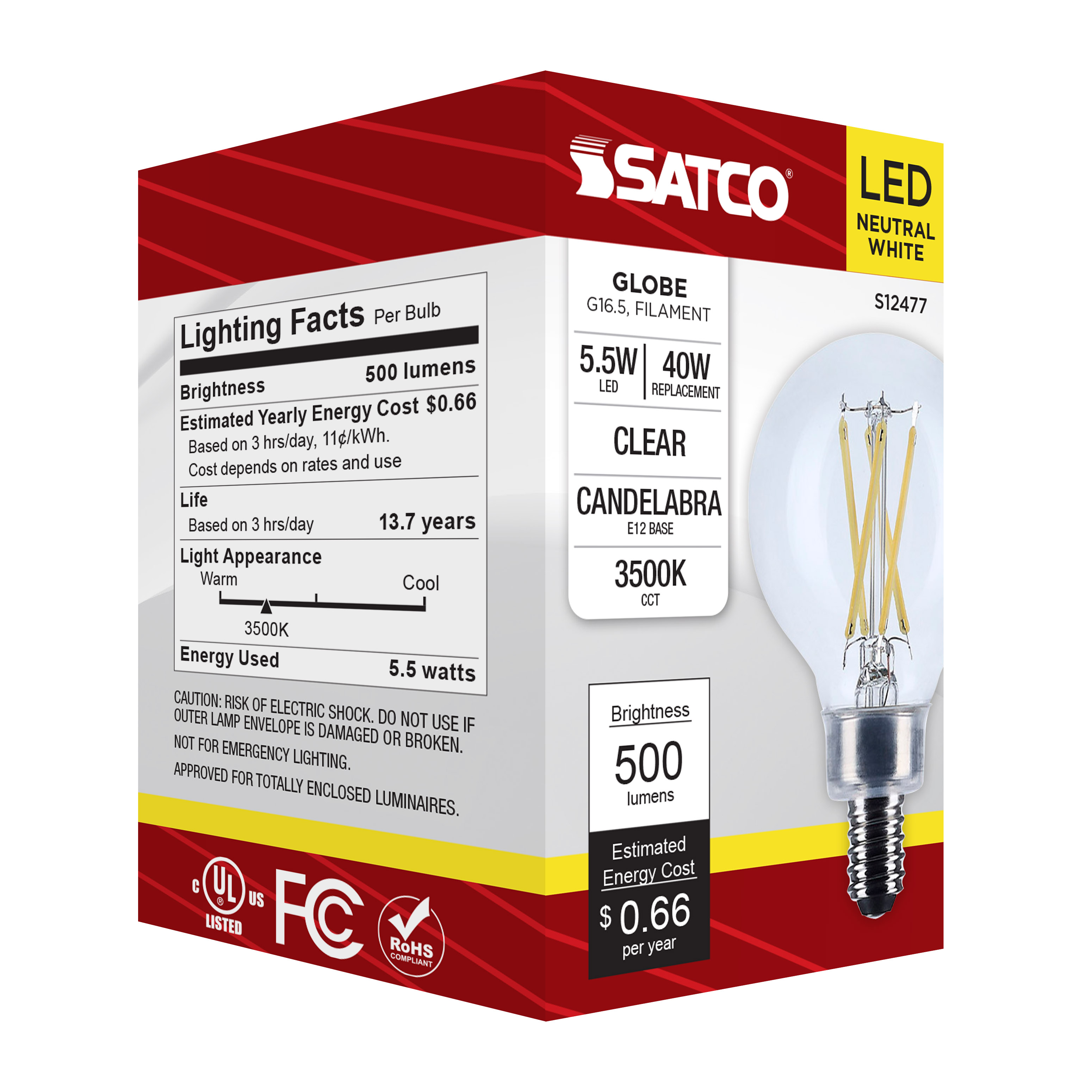 5.5G16.5/LED/CL/935/120V/E12 - S12477