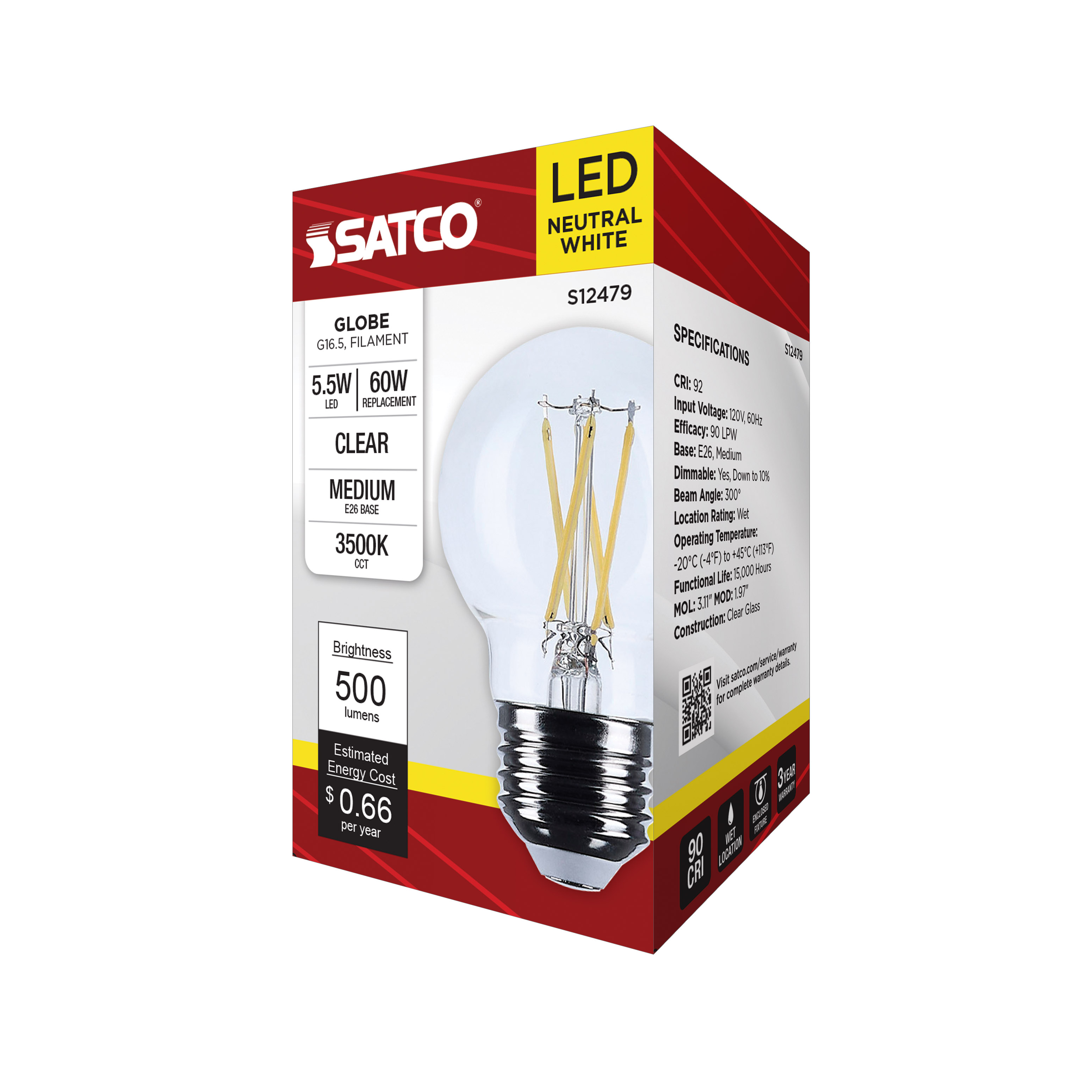 5.5G16.5/LED/CL/935/120V/E26 - S12479