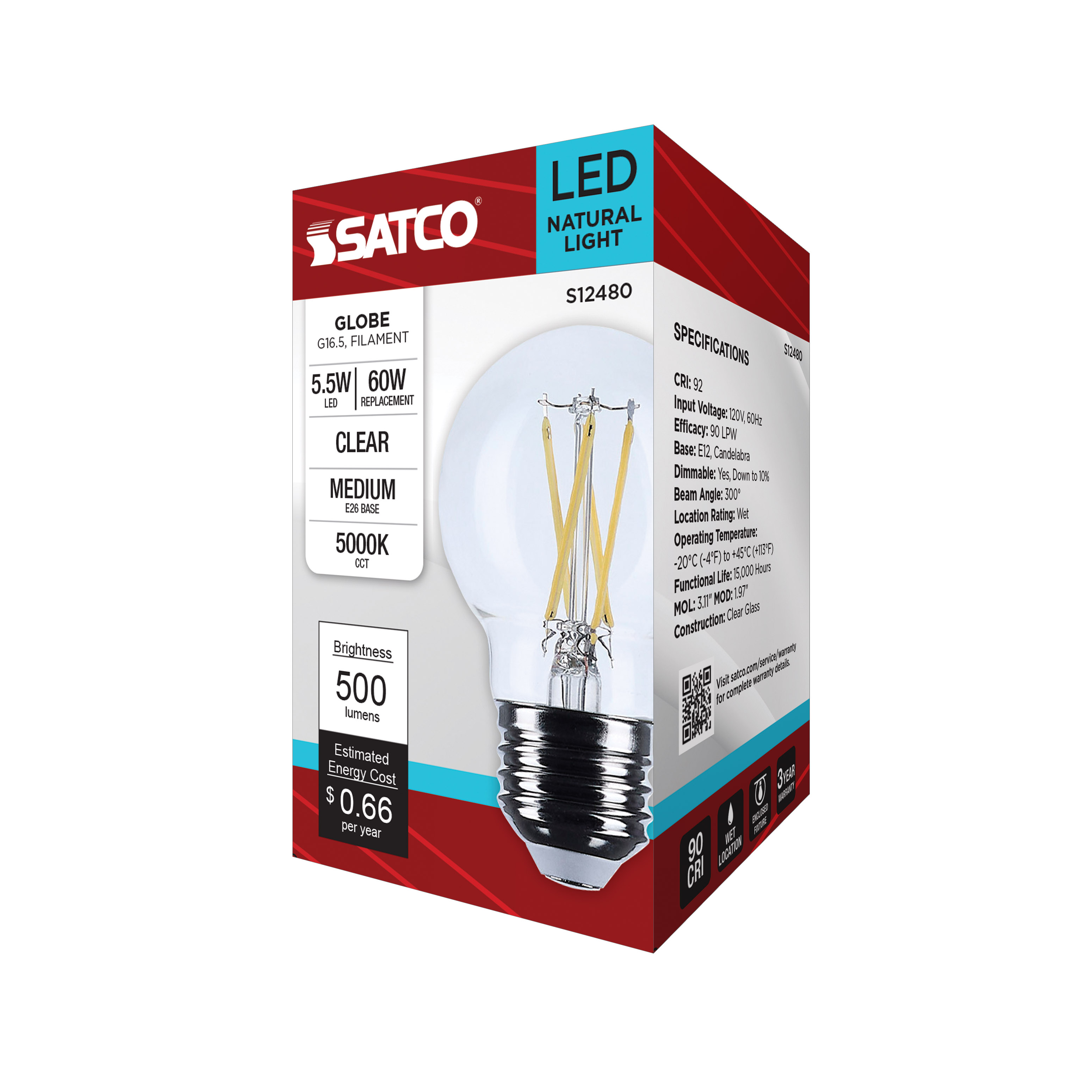 5.5G16.5/LED/CL/950/120V/E26 - S12480