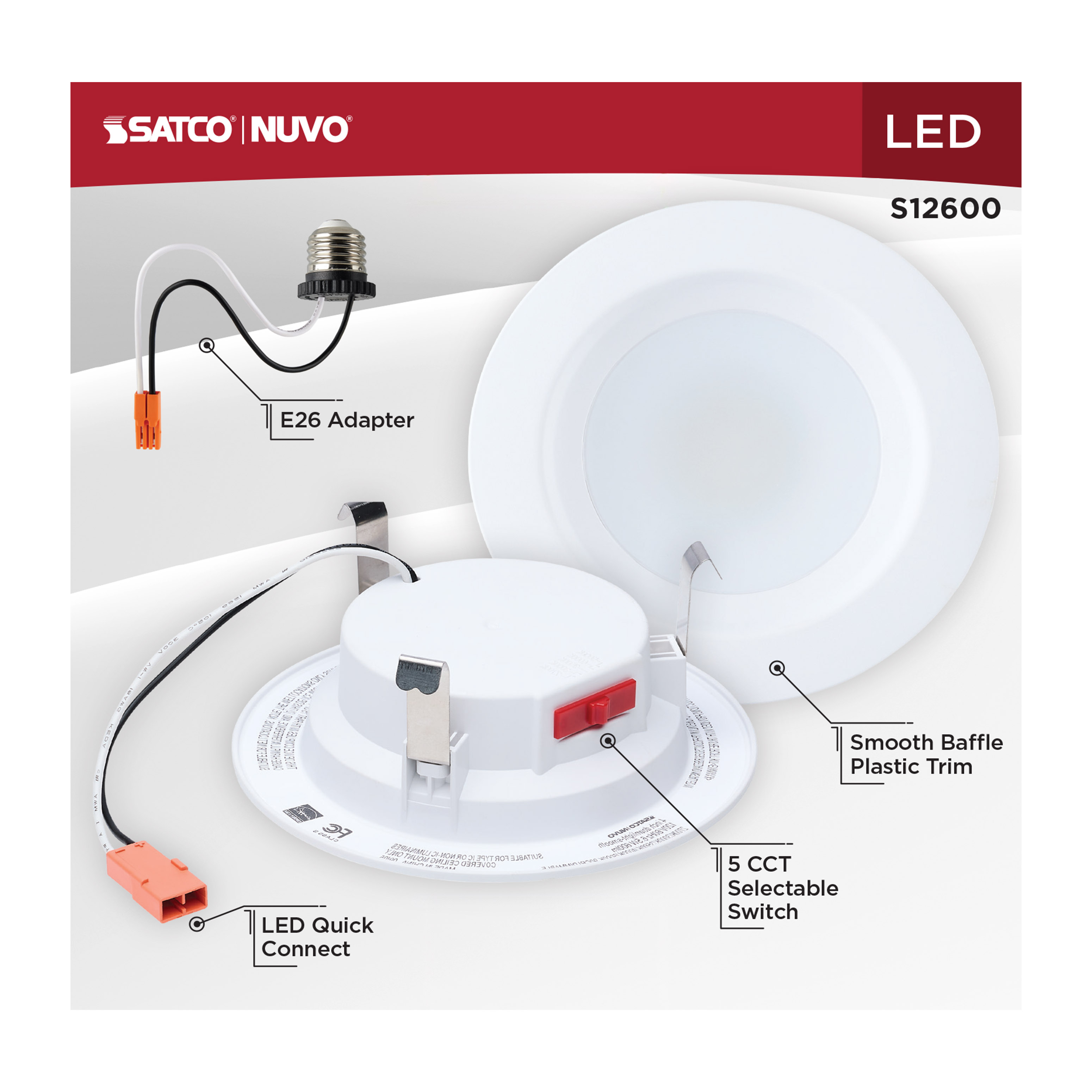 6WLED/DLR/4/5CCT/E/RND/WH - S12600