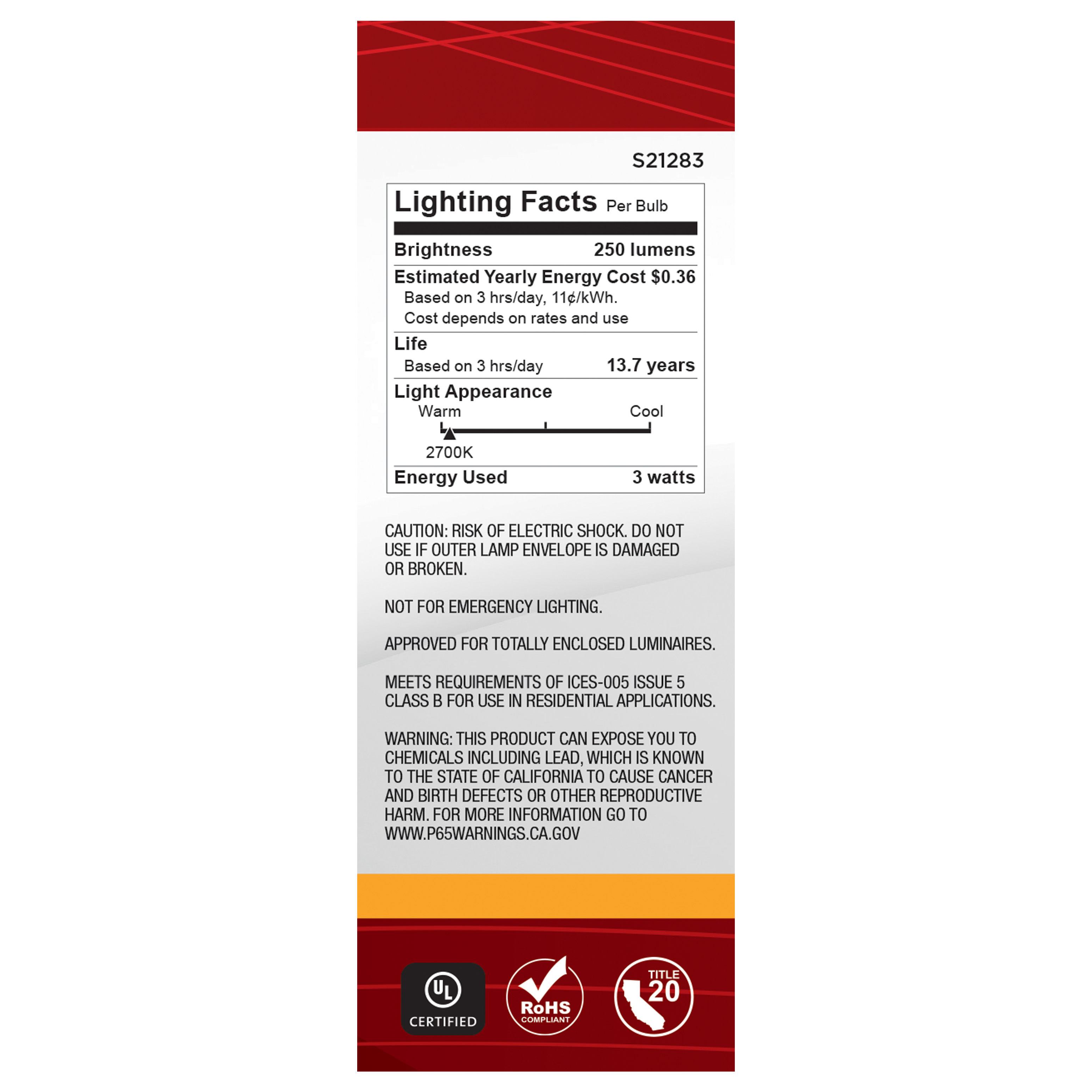 3B11/LED/927/FR/120V/E26 - S21283