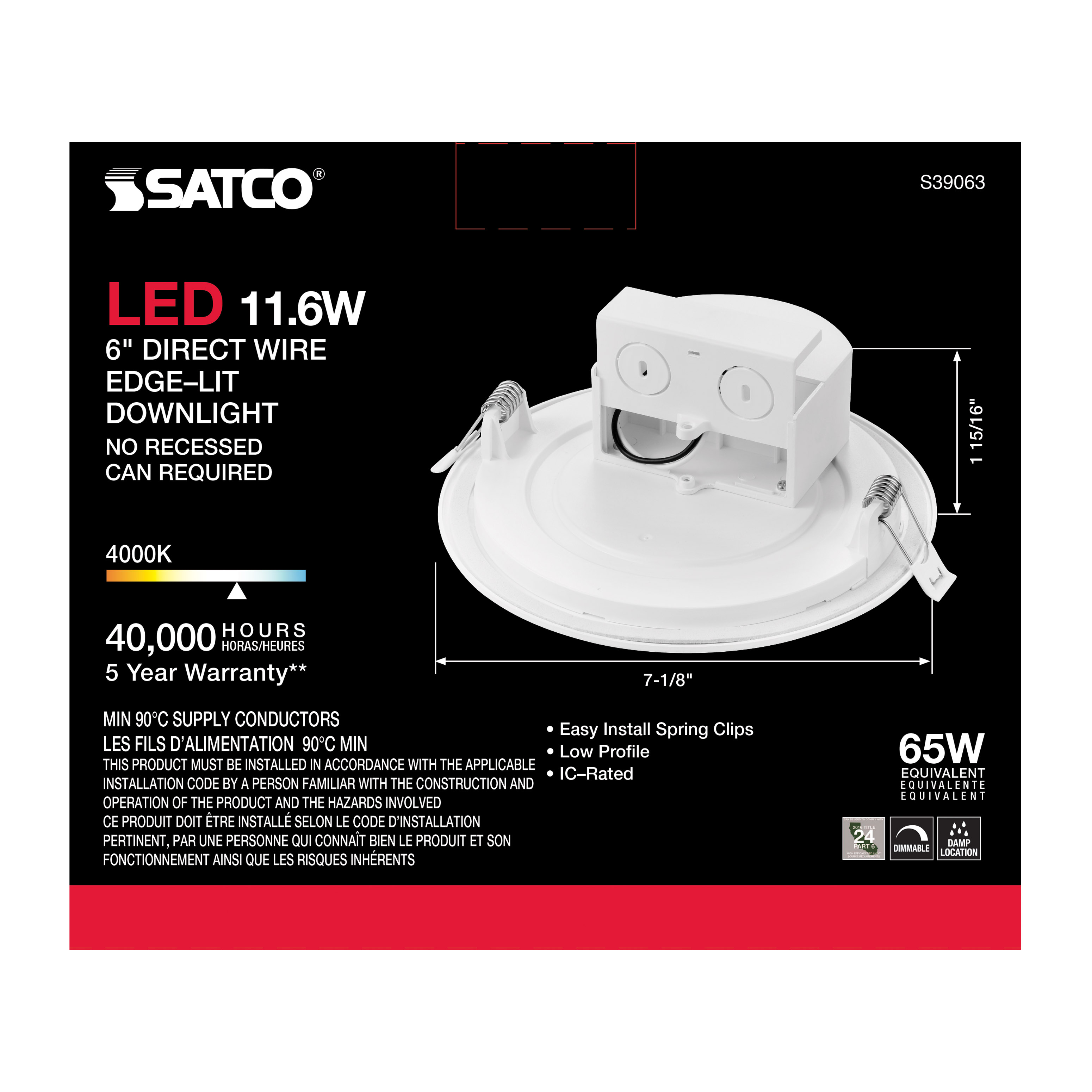 11.6WLED/DW/EL/5-6/40K/120V - S39063
